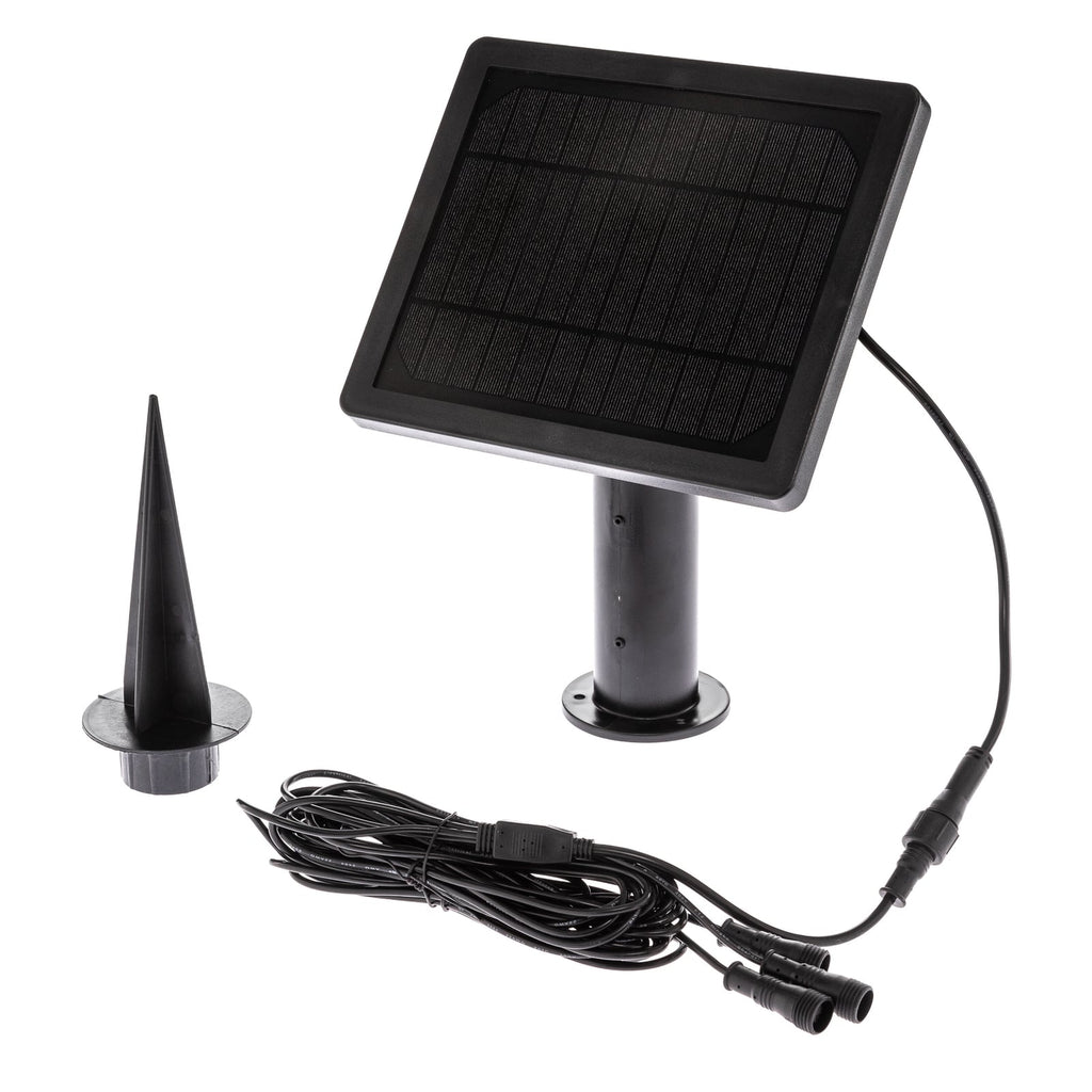 LED solcelle jordspydlampe Malida 3-sett svart aluminium nærbilde av solpanel