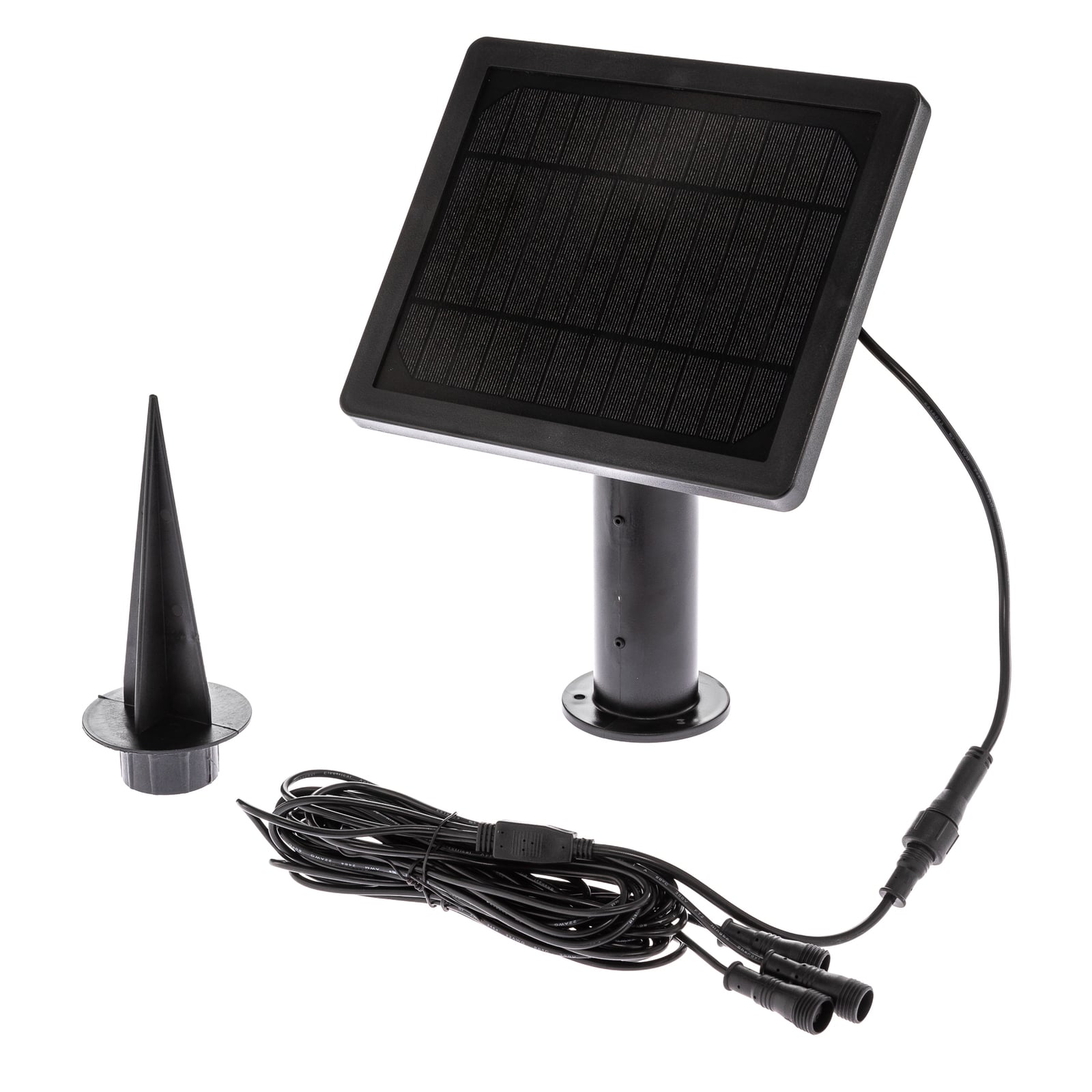 LED solcelle jordspydlampe Malida 3-sett svart aluminium nærbilde av solpanel