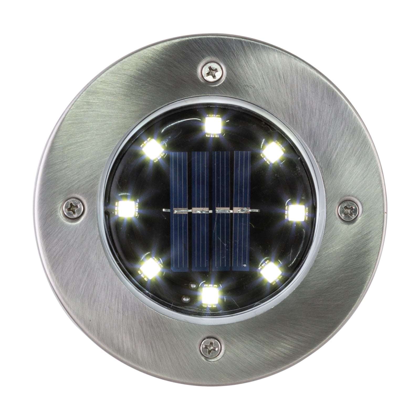LED solcelle jordspydlampe svart 2-pk Ø11,8 cm nærbilde av LED-lys