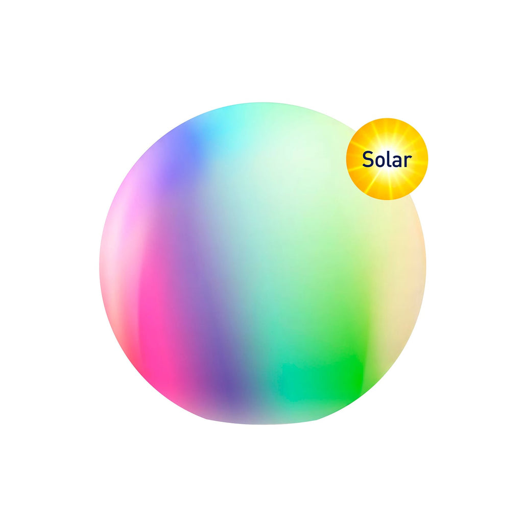 Nærbilde av LED solcelle lyskule Calluna hvit RGB CCT Ø45 cm solcellepanel