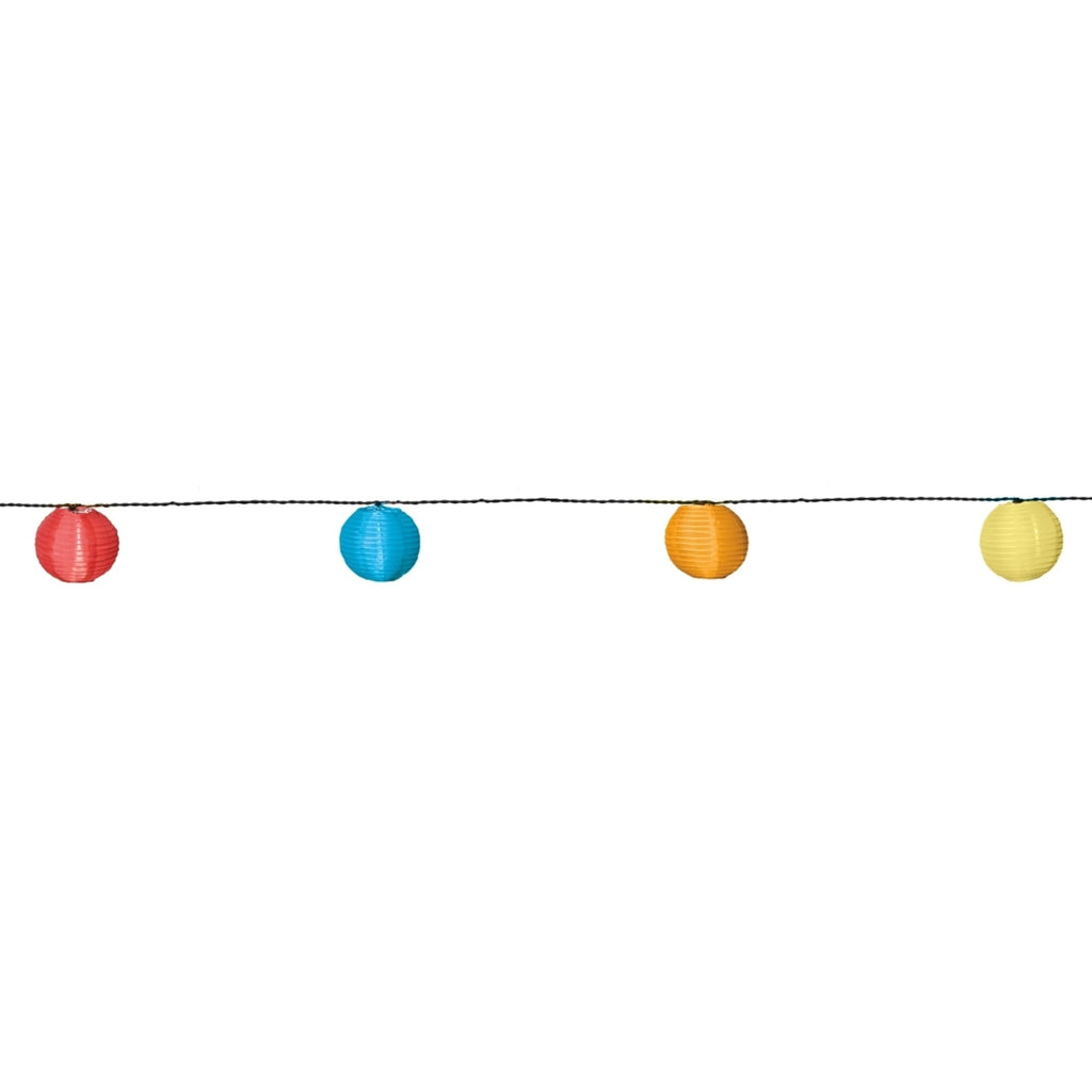 LED solcelle-lyslenke med 10 fargerike lampiongs IP44 STAR TRADING bakside med solarpanel