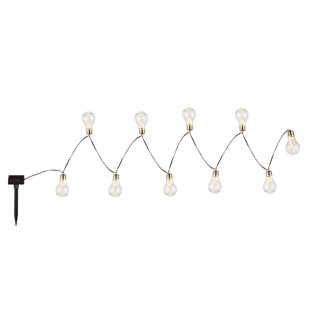LED solcelle-lyslenke 10 lys varmhvit IP44 380 cm detalj nærbilde på lys