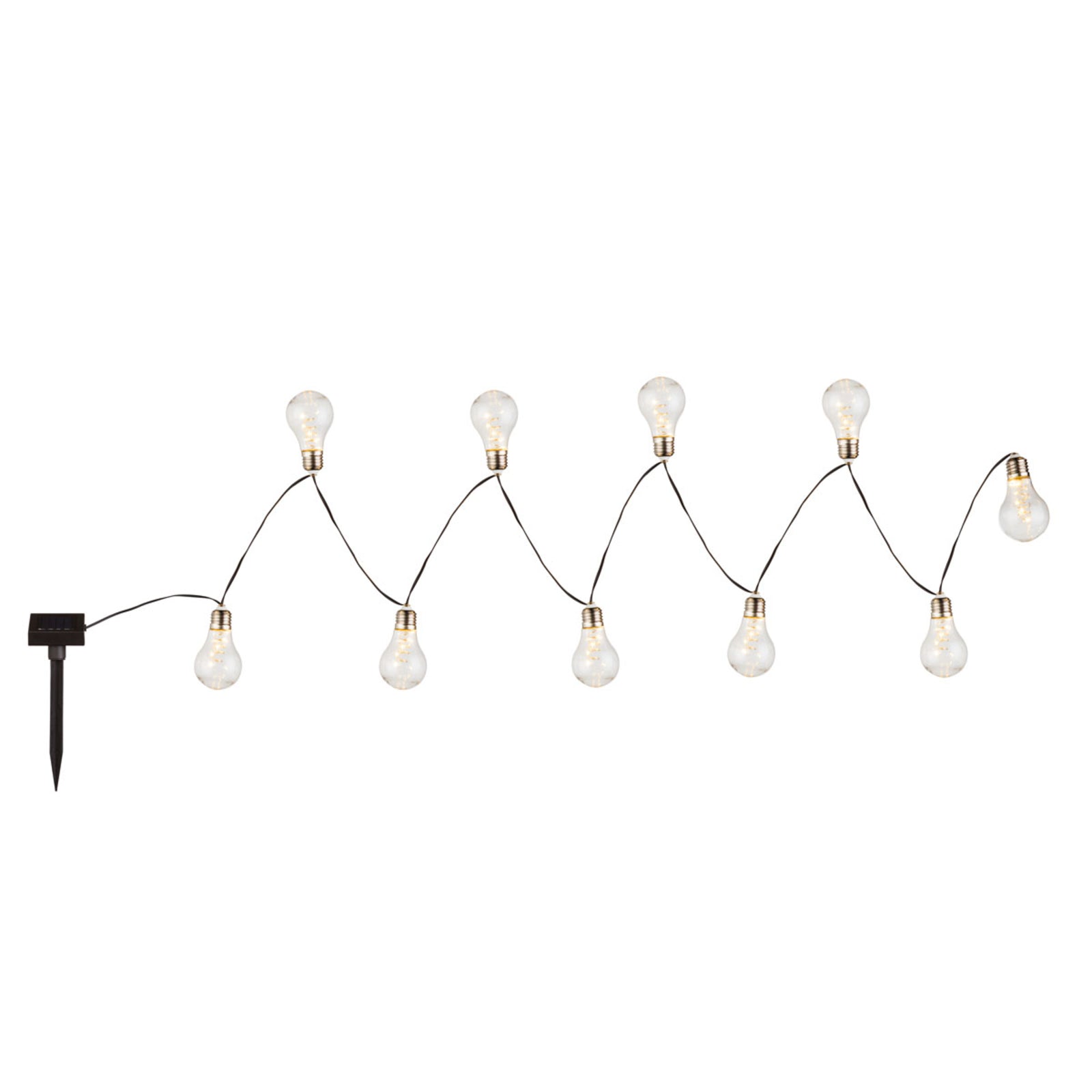 LED solcelle-lyslenke 10 lys varmhvit IP44 380 cm detalj nærbilde på lys