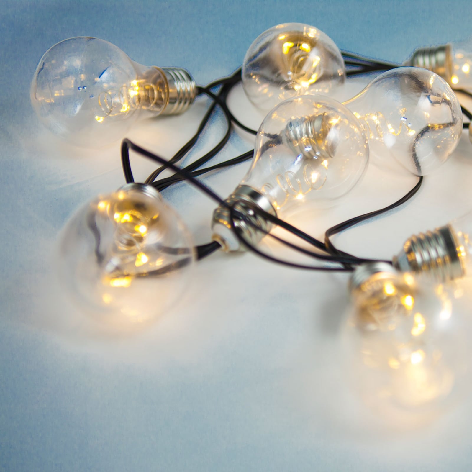 LED solcelle-lyslenke 10 lys varmhvit IP44 380 cm lysdetalj på kabel