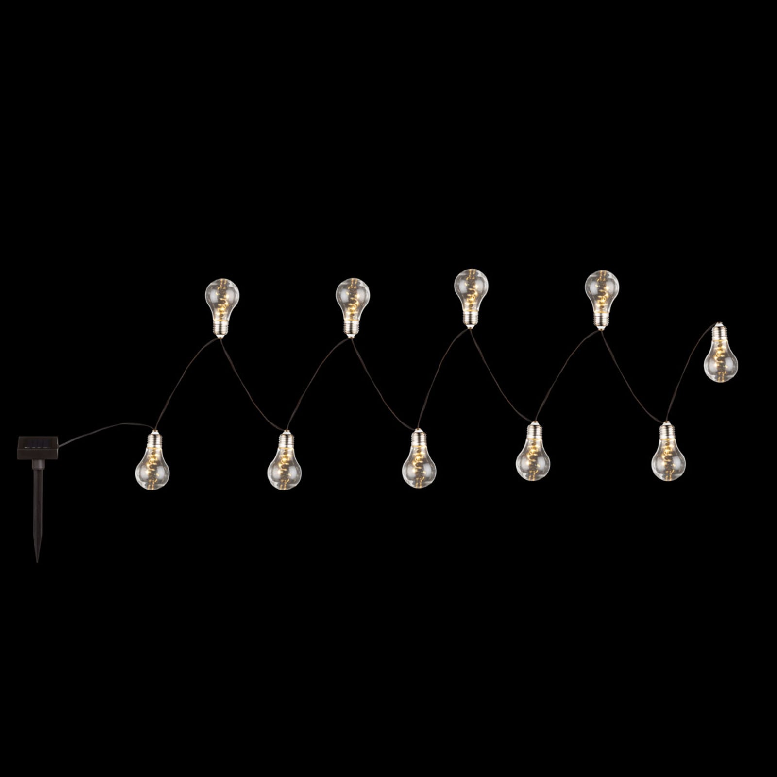 LED solcelle-lyslenke 10 lys varmhvit IP44 380 cm montert i hage