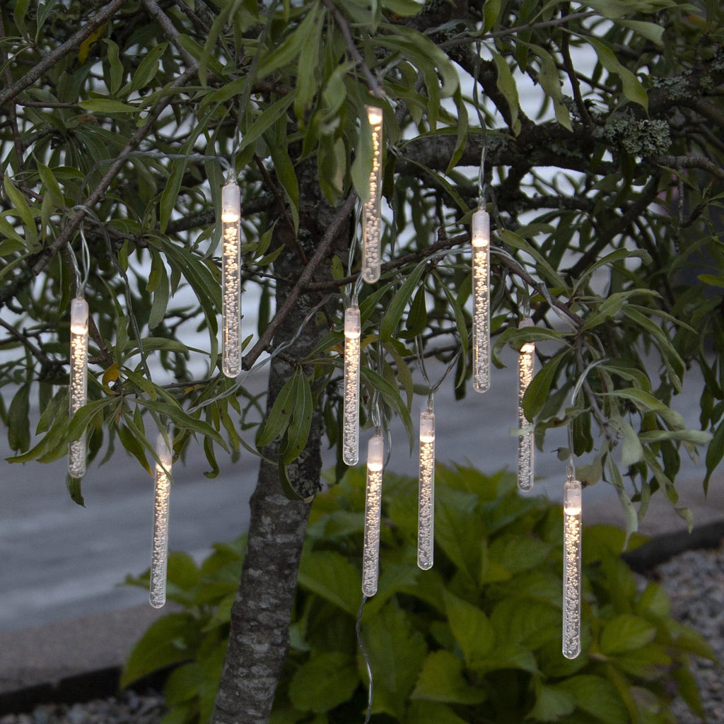 LED solcelle-lyslenke Bubbly 10 lys varmhvit IP44 forfra