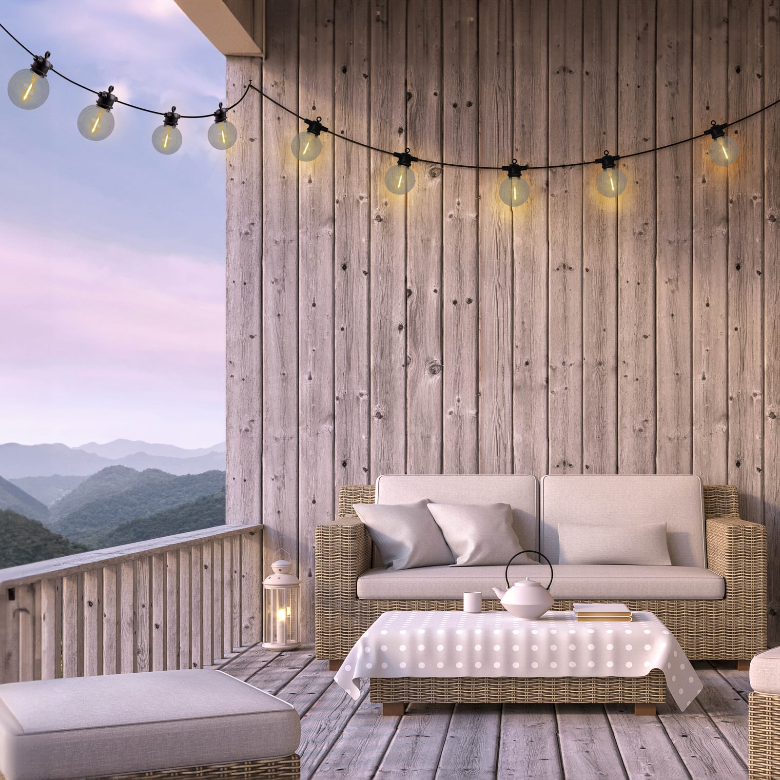 LED solcelle-lyslenke CADENA 10 lys dimbar bakside