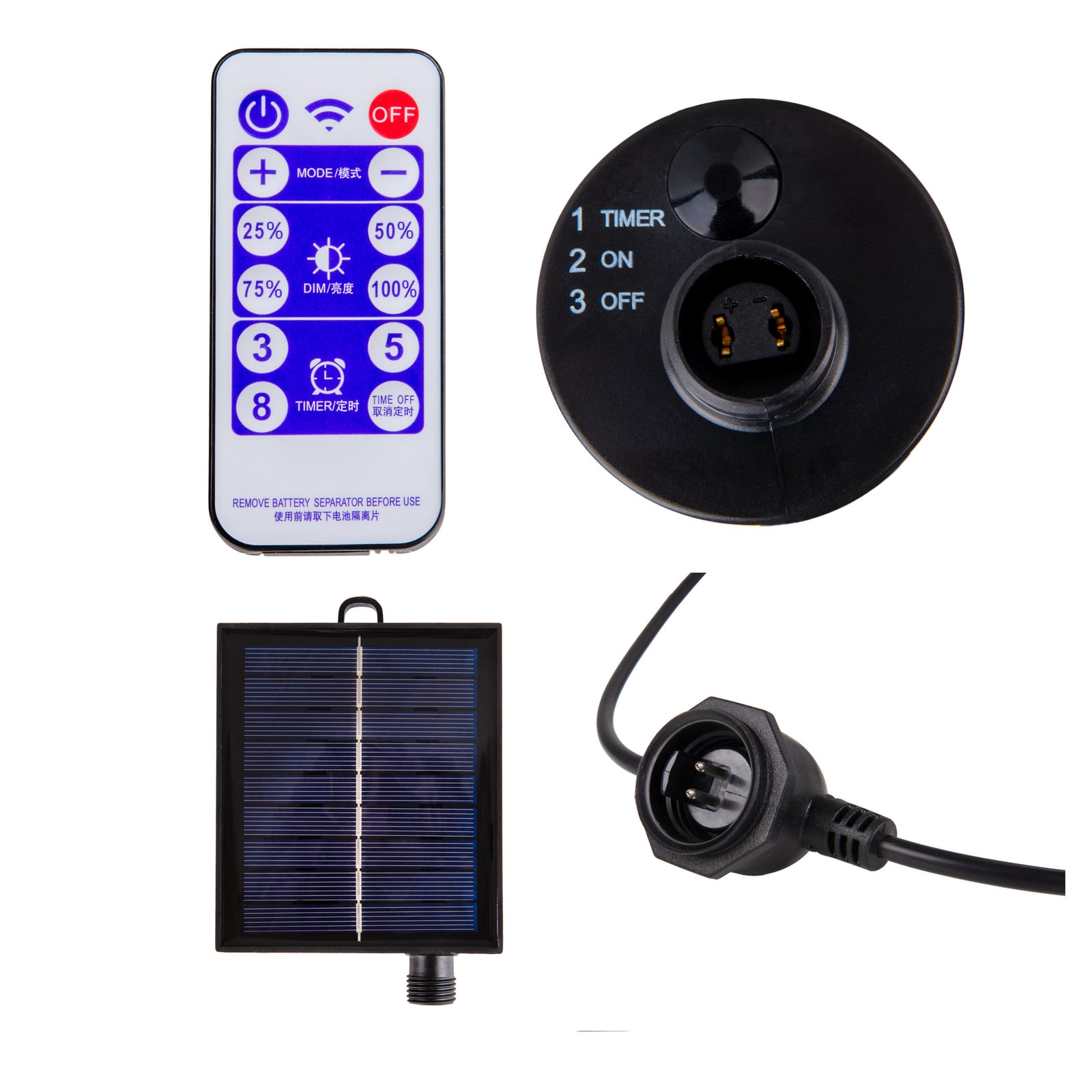 LED solcelle-lyslenke CADENA RGB 10 lys 10 m IP44 batteri