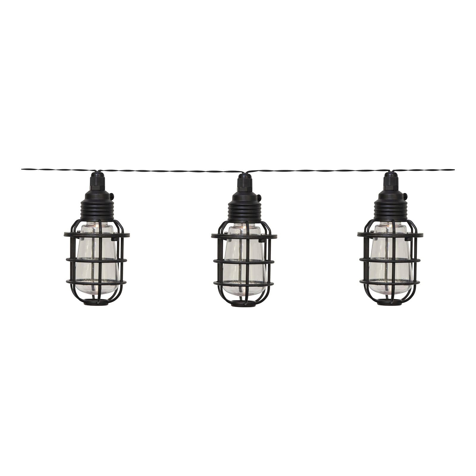 LED solcelle-lyslenke Cage 8 lys IP44 210 cm nærbilde av solcellepanel