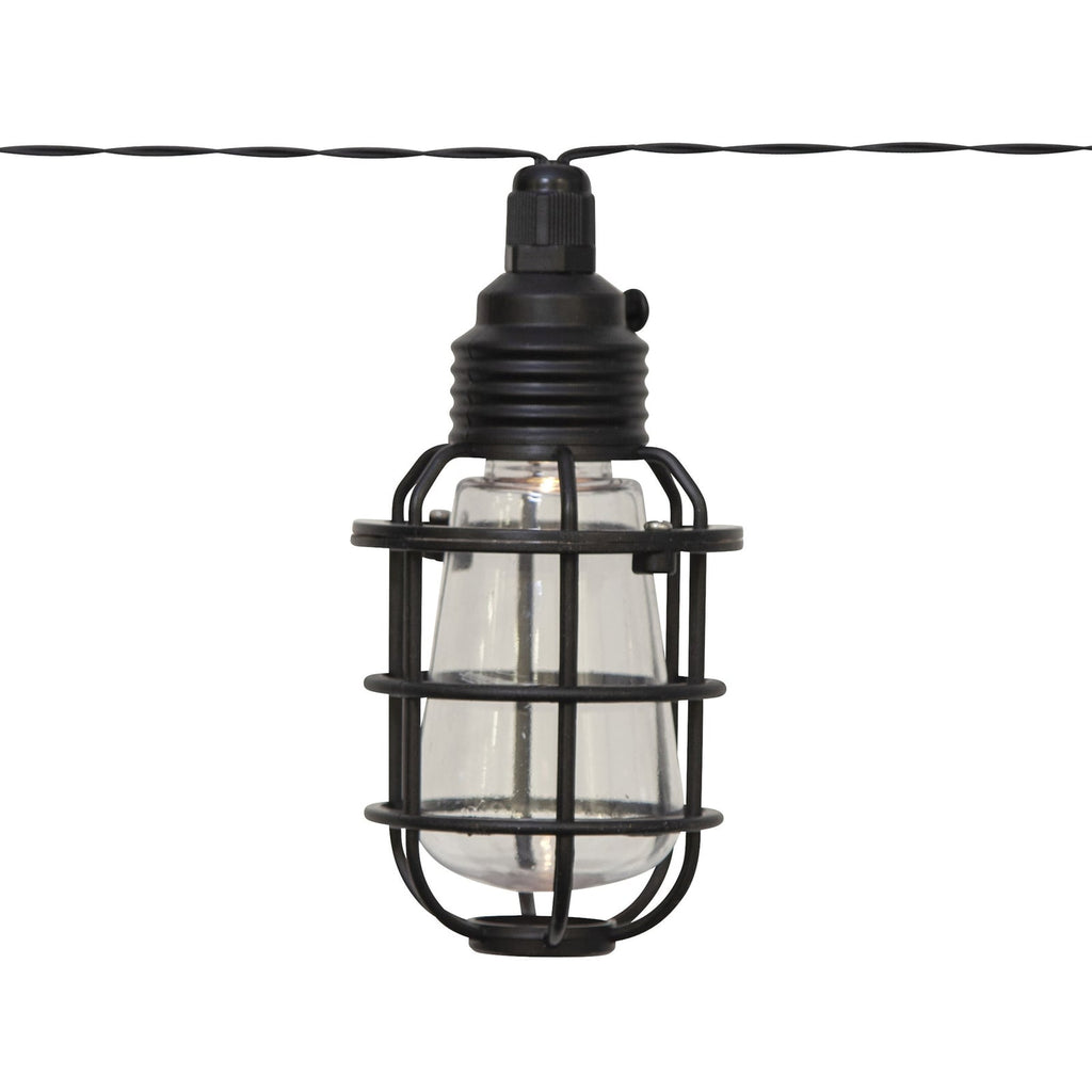 LED solcelle-lyslenke Cage 8 lys IP44 210 cm kabel og batteriboks