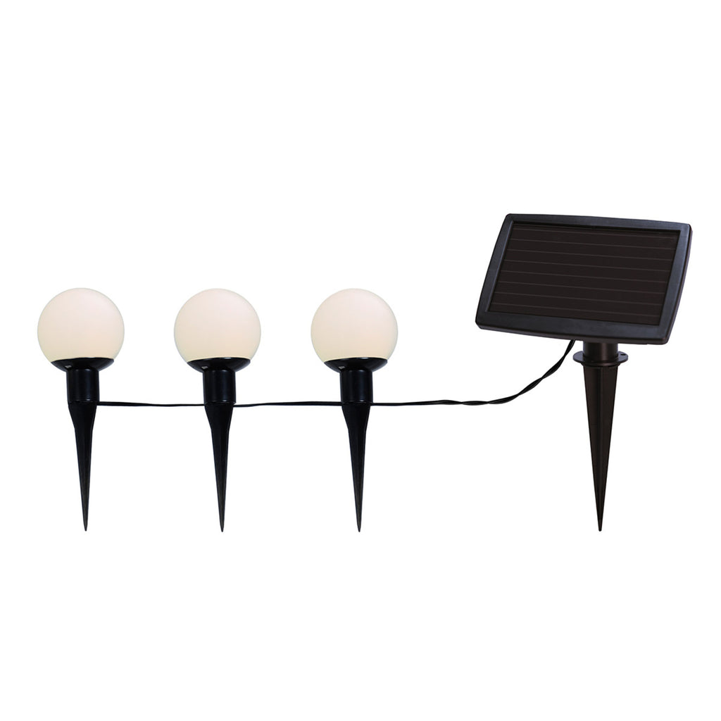 Montert LED solcelle-lyslenke Combo 6 kuler med jordspyd IP44 i hage