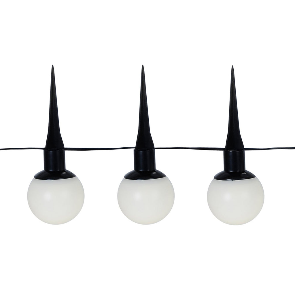 LED solcelle-lyslenke Combo 6 kuler med jordspyd IP44 med solarpanel