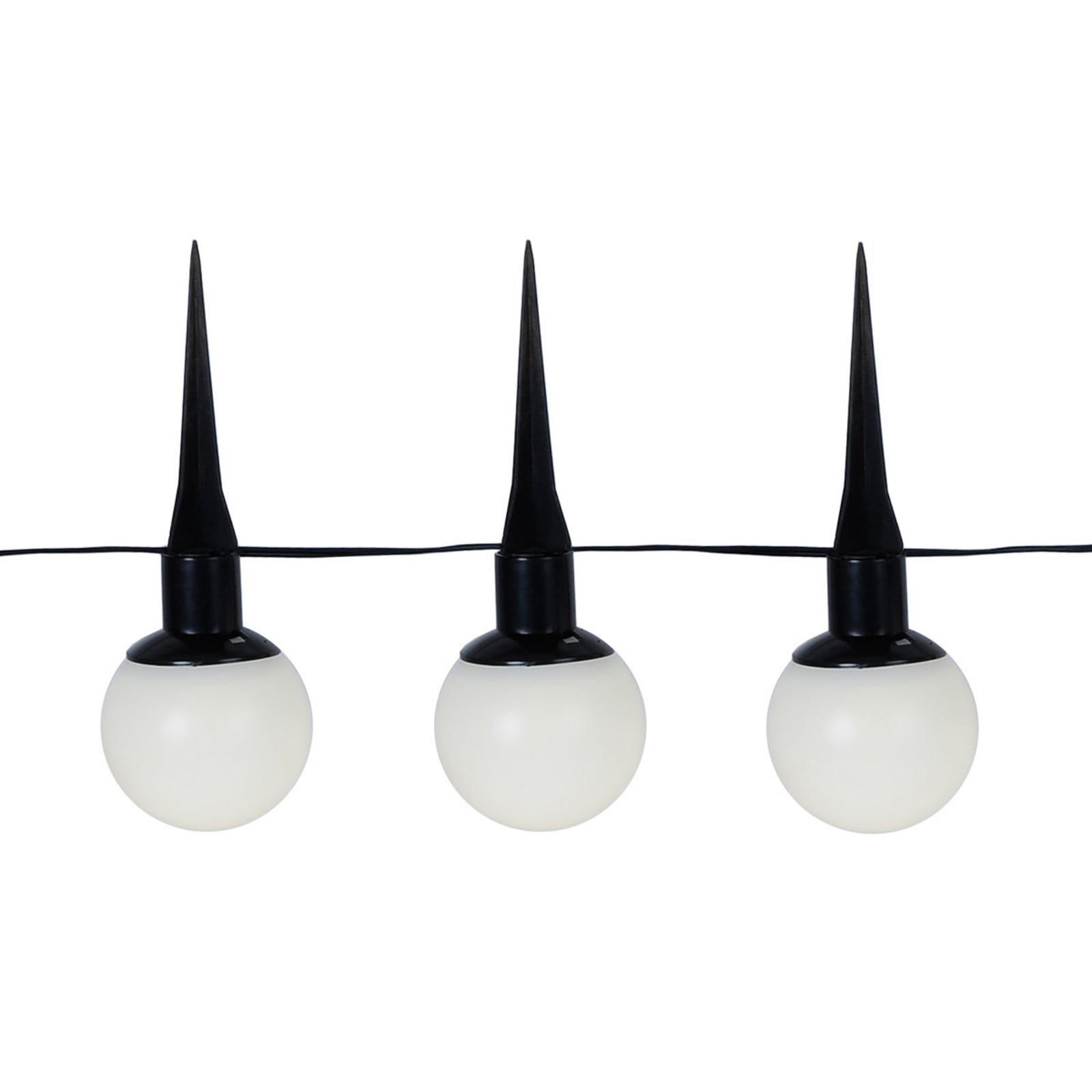 LED solcelle-lyslenke Combo 6 kuler med jordspyd IP44 med solarpanel