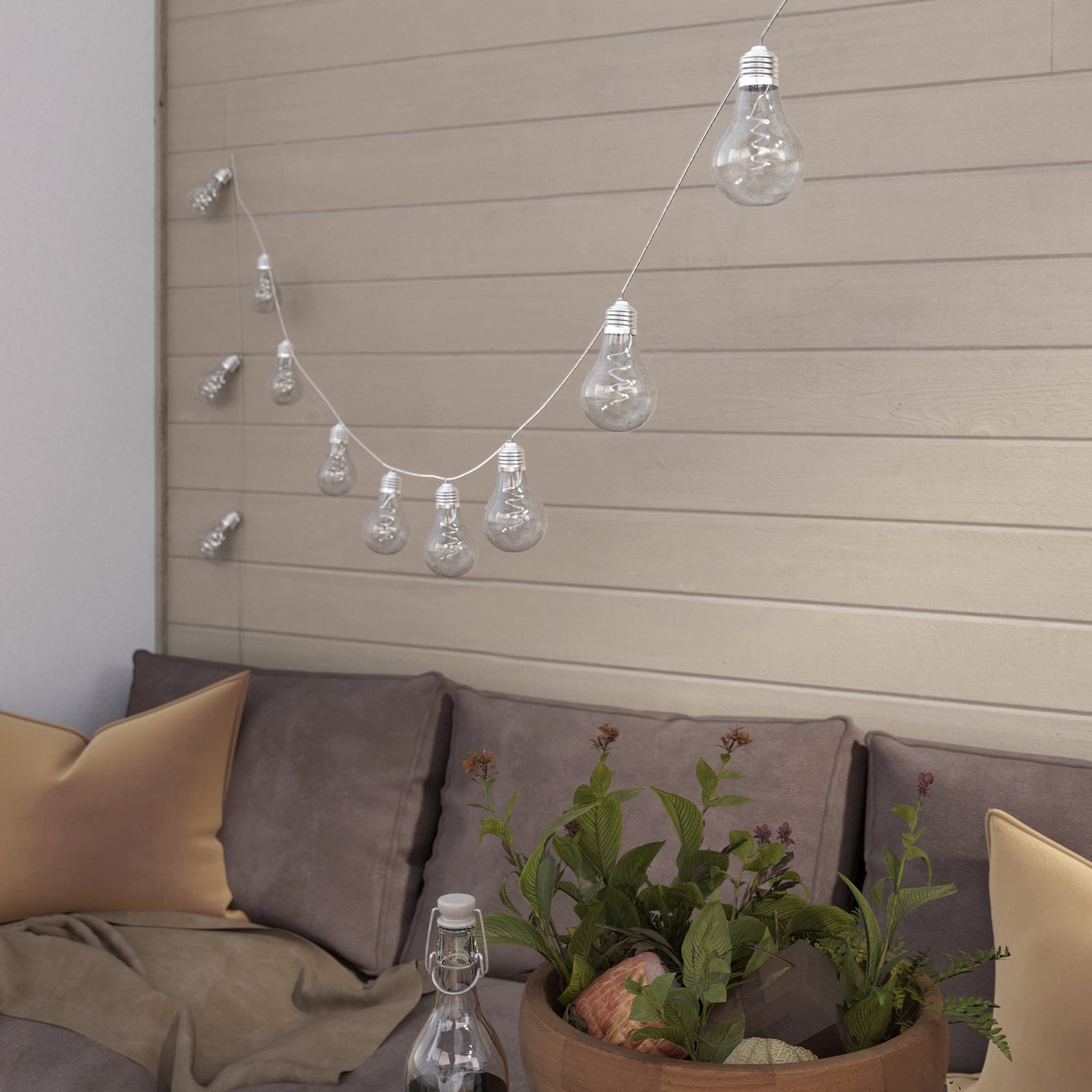 LED solcelle-lyslenke Lampini detalj av LED-lys