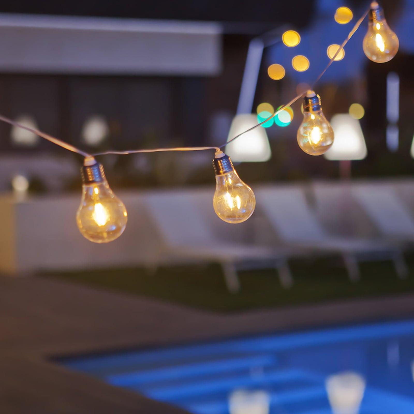 LED solcelle-lyslenke Stella filament 10 lys IP44 front