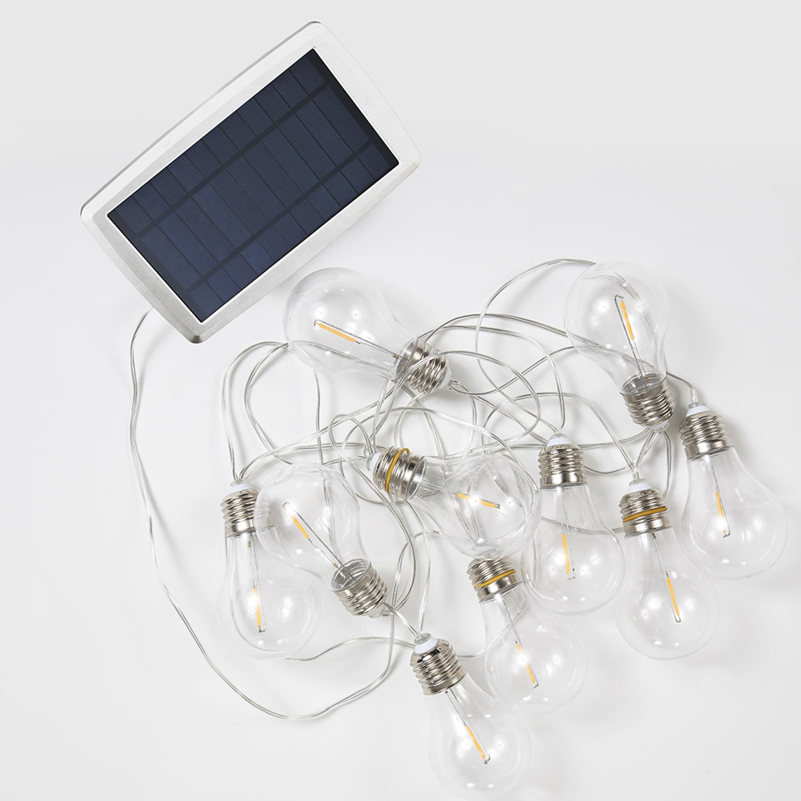 LED solcelle-lyslenke Stella filament 10 lys IP44 montert