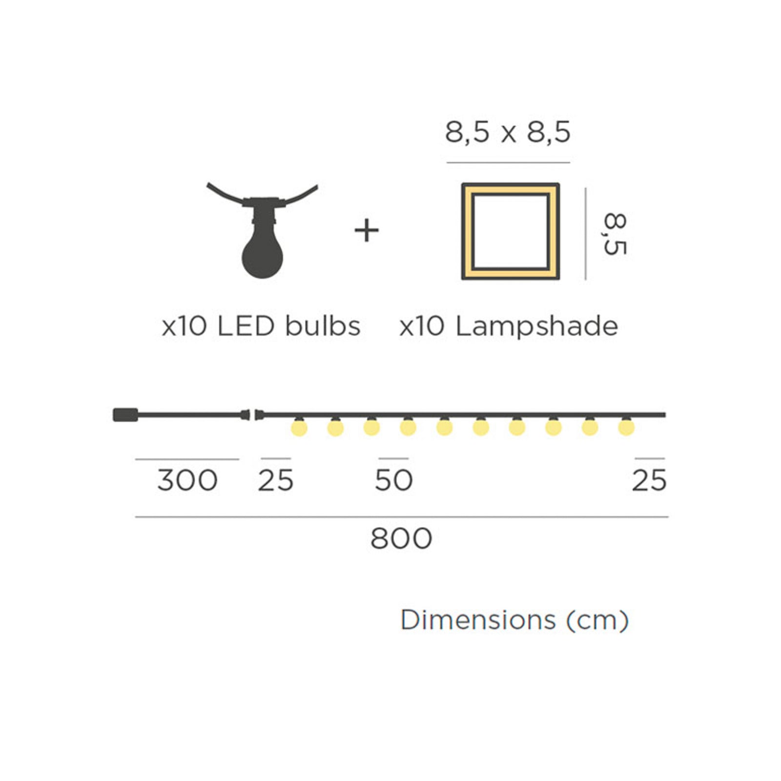 Detalj av LED solcelle-lyslenke Vega bambus/hvit 800 cm IP44