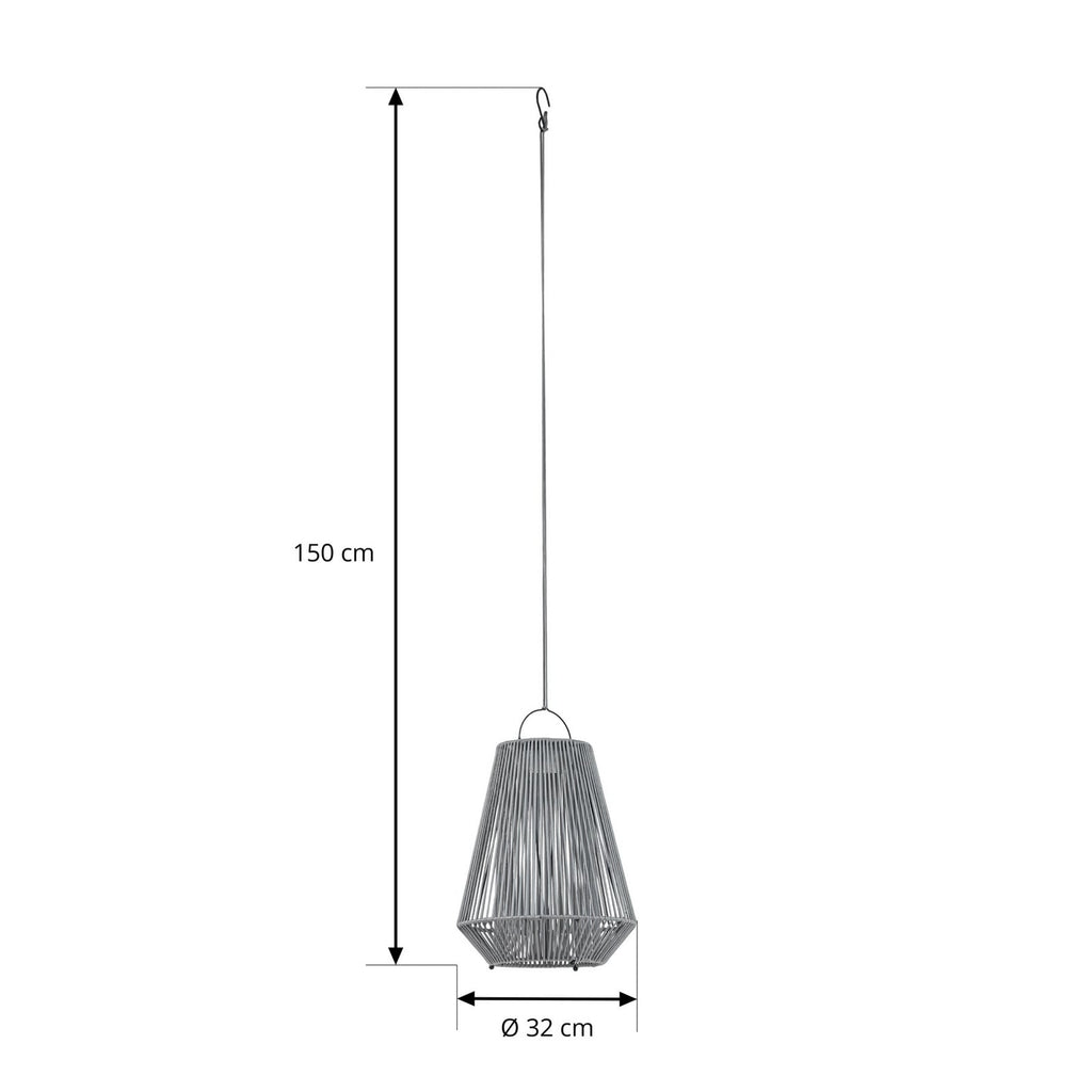 LED solcelle pendellampe Austas grå Ø32 cm dimbar IP54 detalj av lys