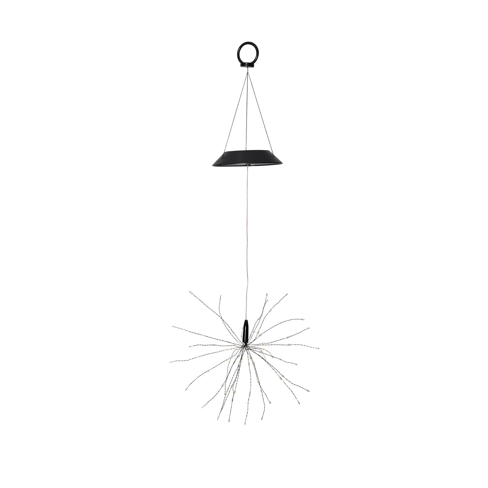 Montert LED solcelle pendellampe Firework Ø26 cm svart IP44 i hage