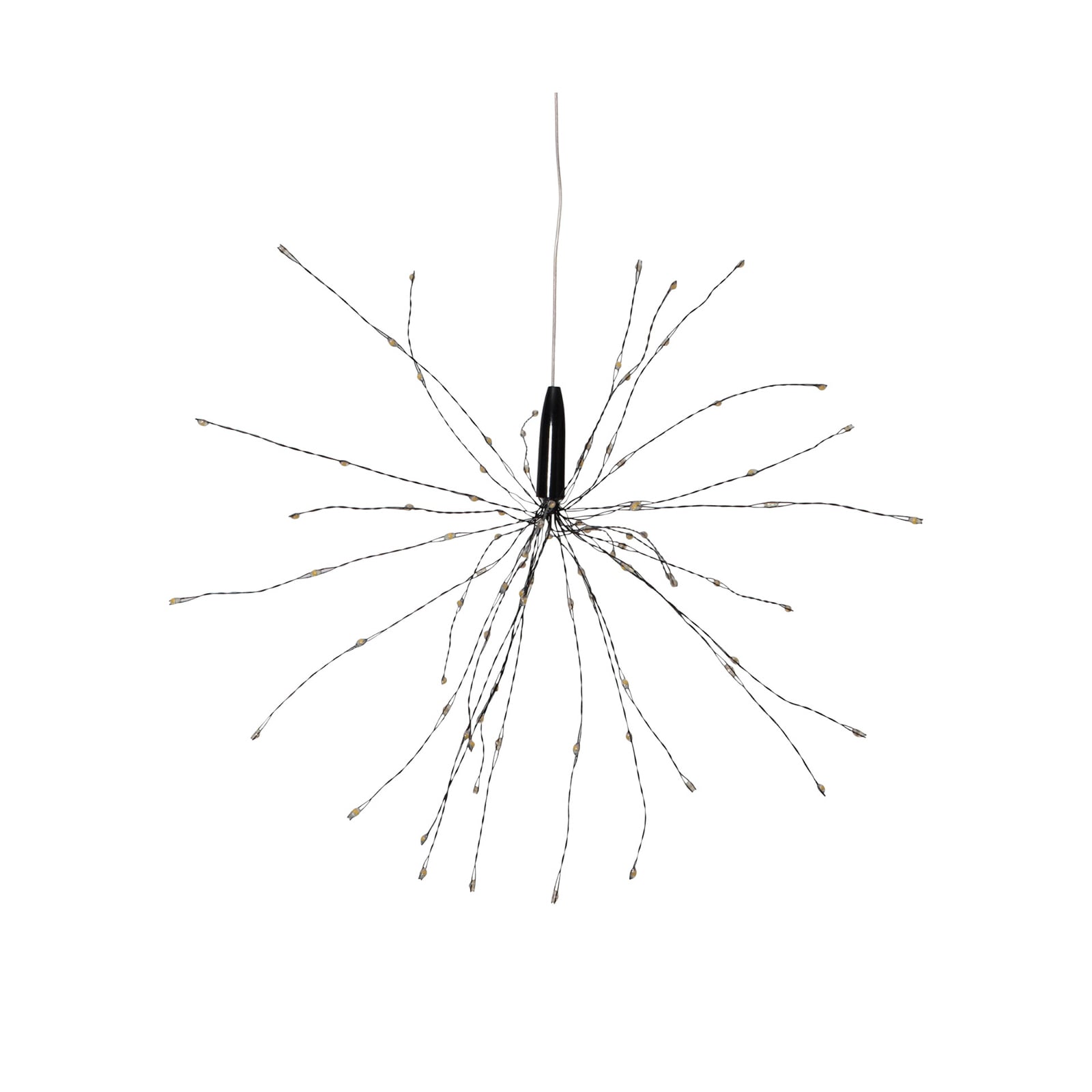 LED solcelle pendellampe Firework Ø26 cm svart IP44 monteringsdetaljer