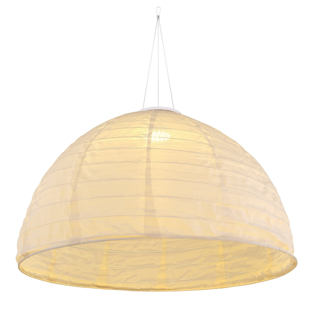 LED solcelle-pendellampe hvit lin Ø40 cm IP44 bakside
