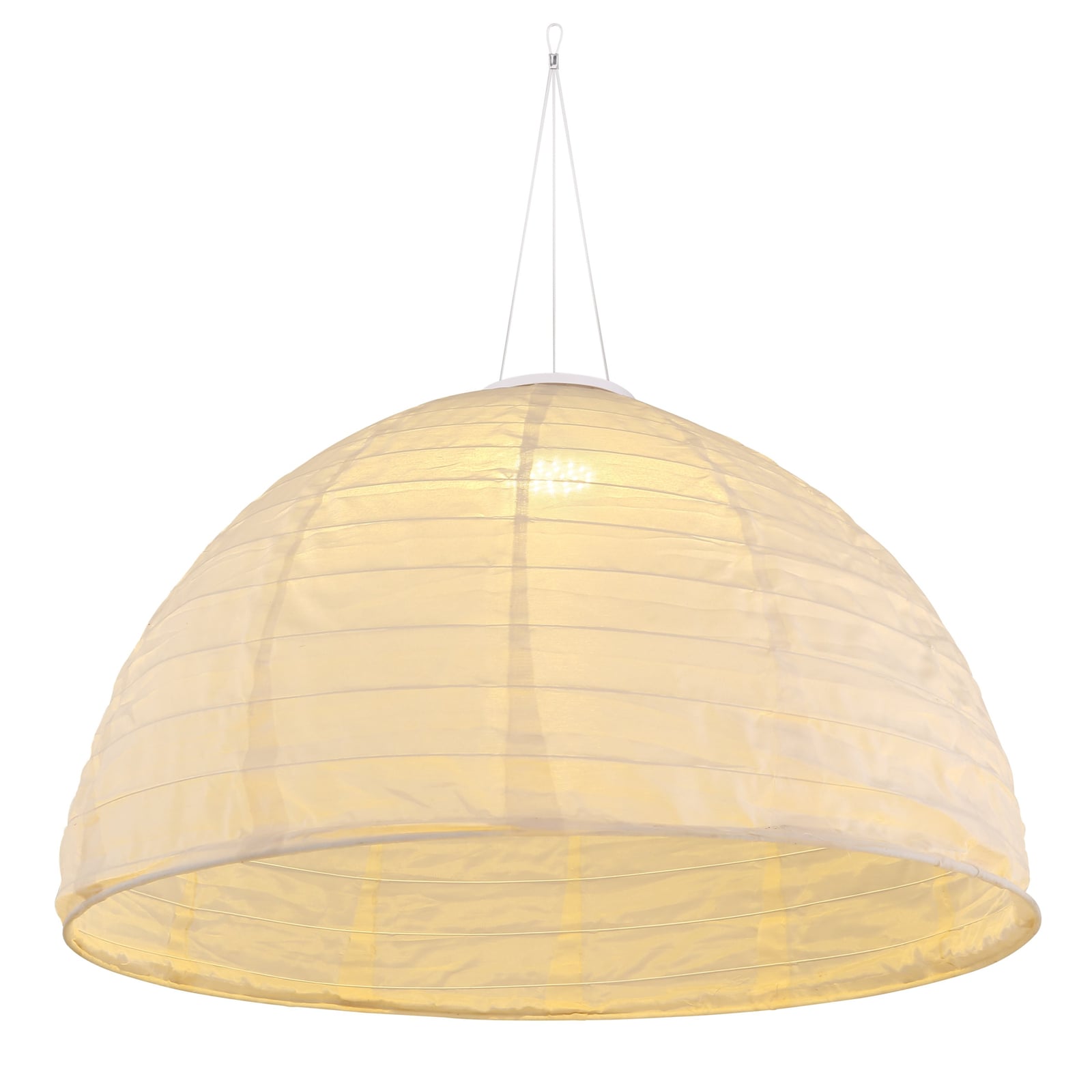 LED solcelle-pendellampe hvit lin Ø40 cm IP44 bakside