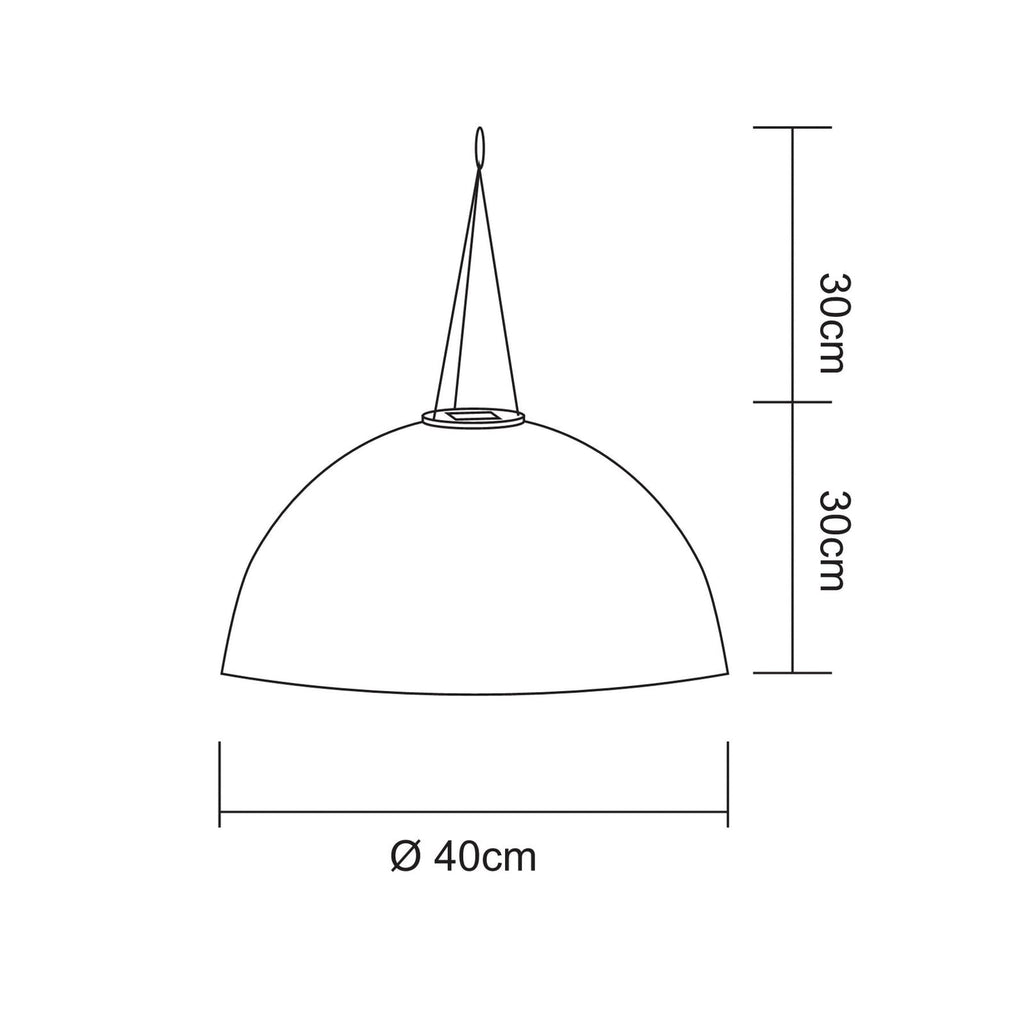 Detalj av LED solcelle-pendellampe hvit lin Ø40 cm IP44