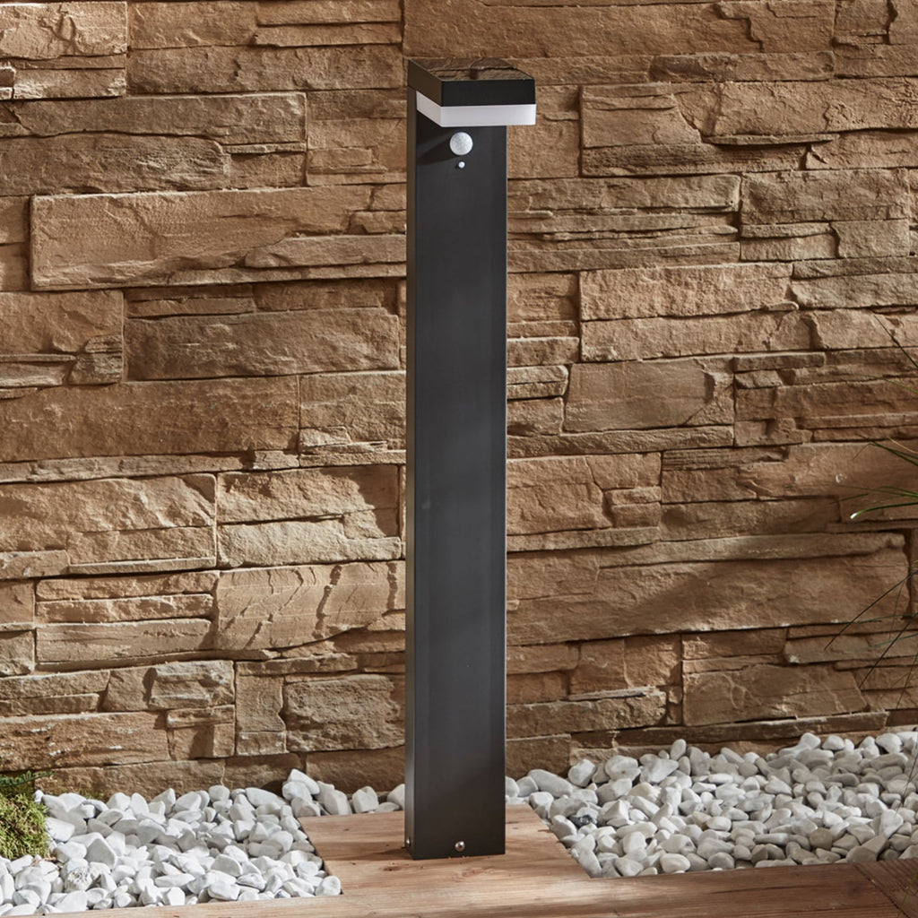 LED solcelle pullertlys Chioma med bevegelsessensor antrasitt IP44 bakside
