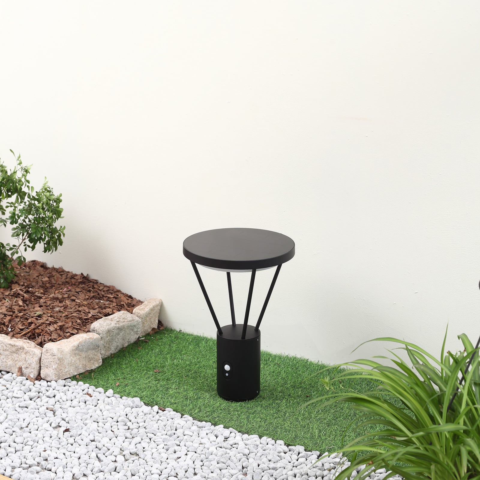 LED solcelle pullertlys Elario med bevegelsessensor svart bakside