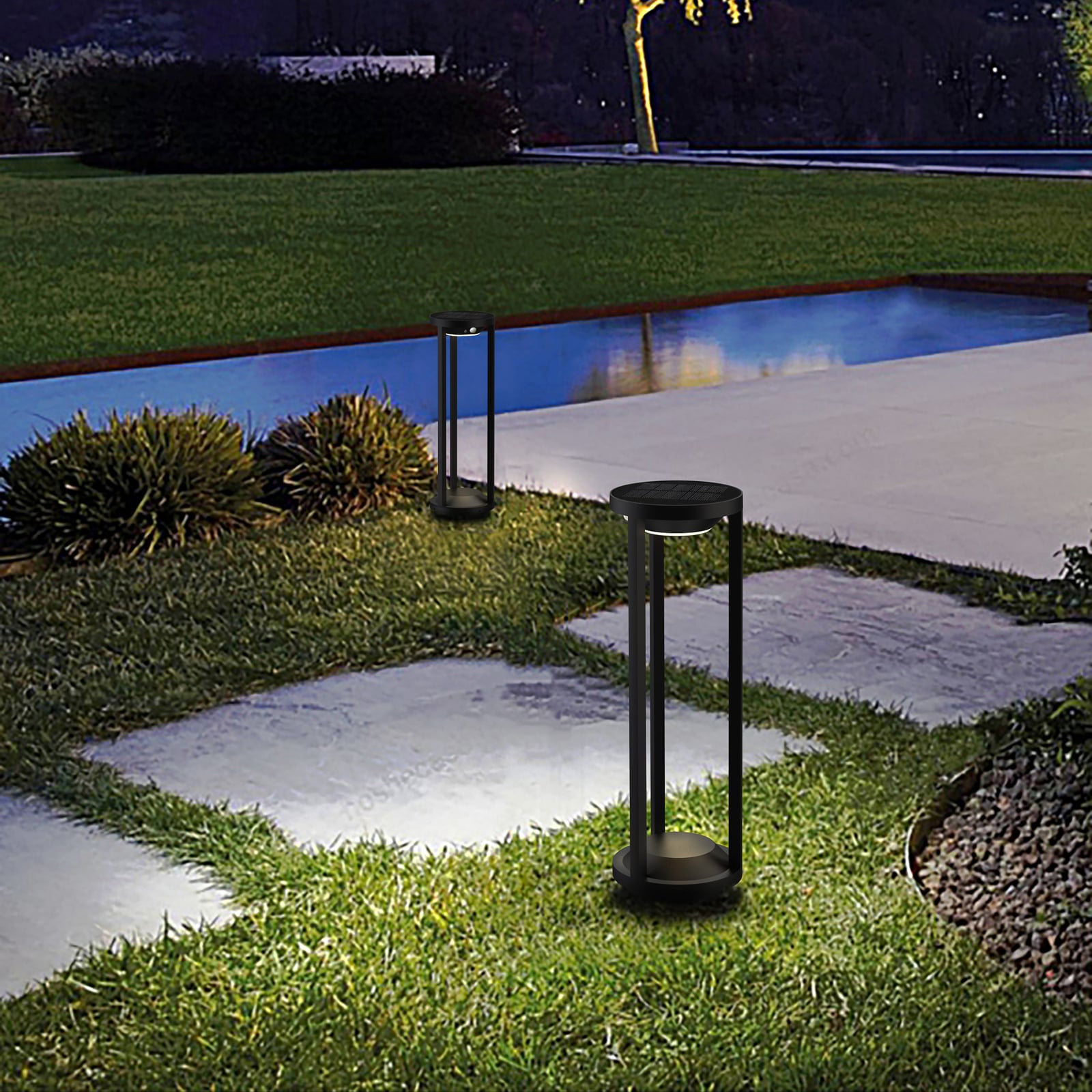 LED solcelle-pullertlys Pilastro med bevegelsessensor detalj