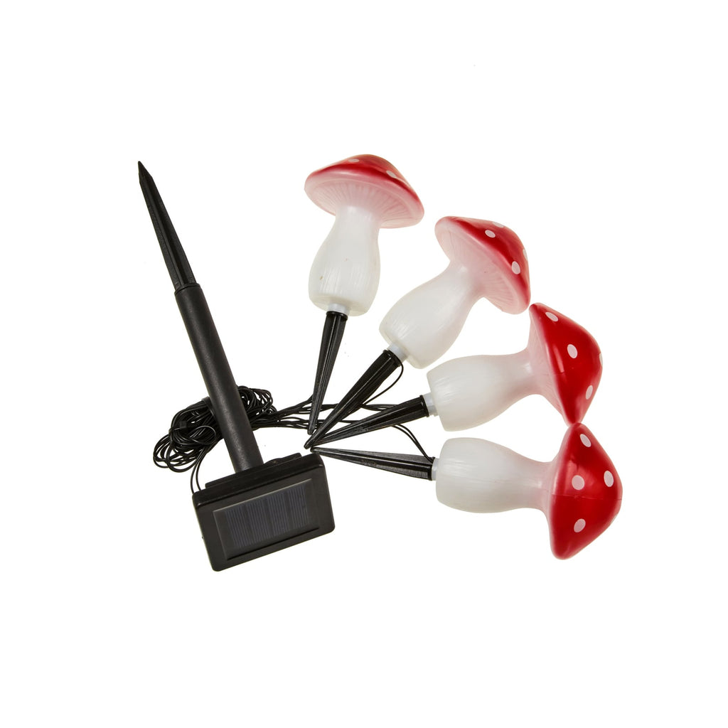 LED solcelle-spyd Fairy Mushroom 4-sett rød/hvit IP44 nærbilde