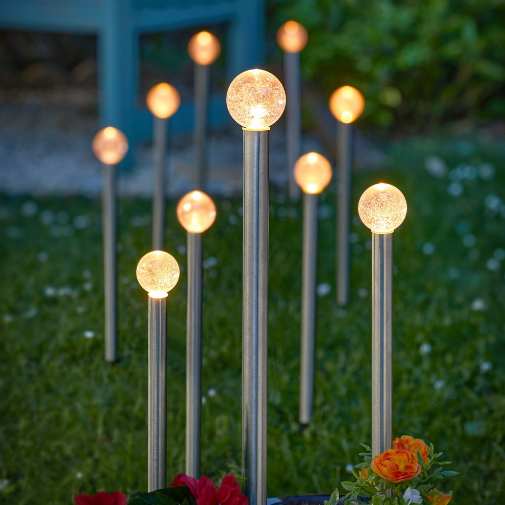 LED solcelle-spyd GlowBall 10er-sett 44 cm IP44 detalj av lyskilde