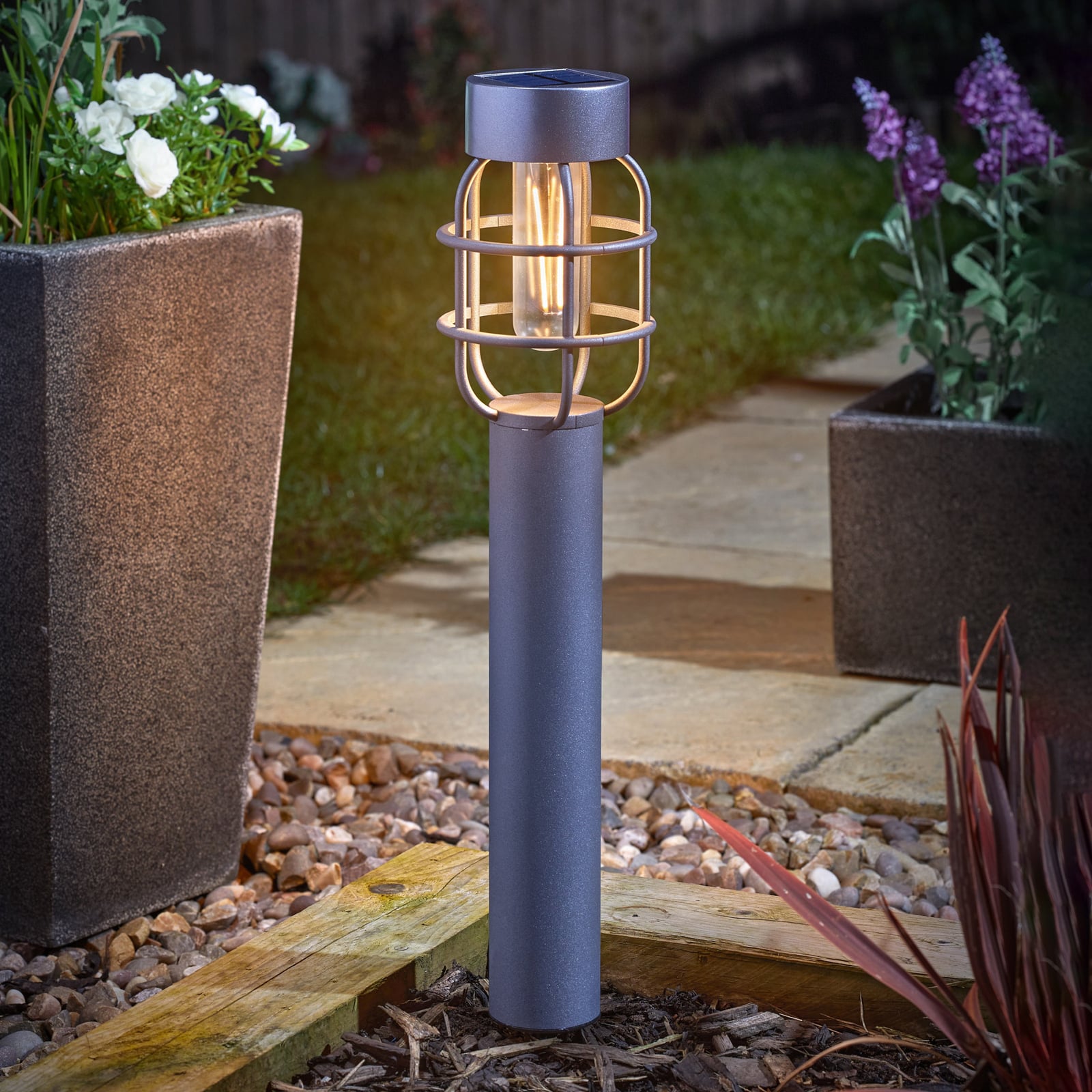 LED solcelle spydlampe Anglia 2-pk antrasitt IP44 forfra