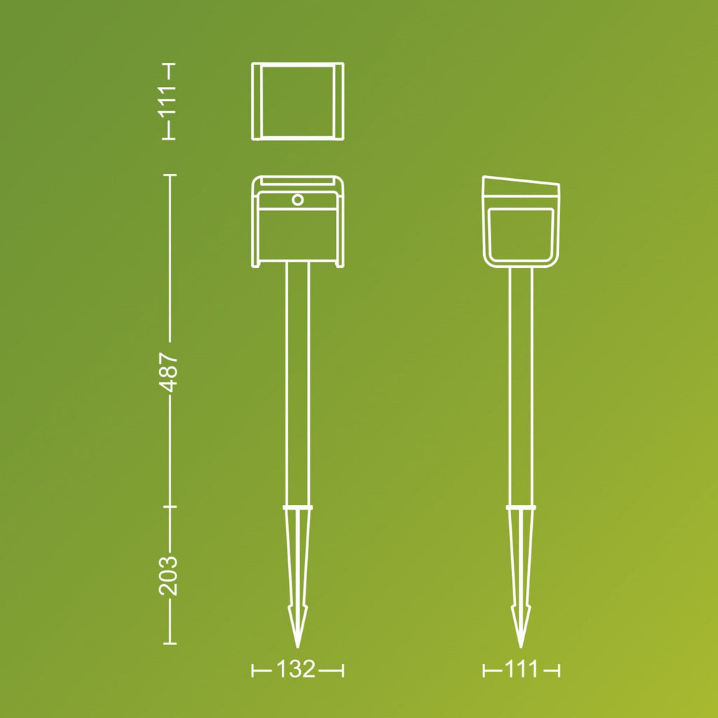 Baksiden av LED solcelle spydlampe Ezra med bevegelsessensor svart IP44