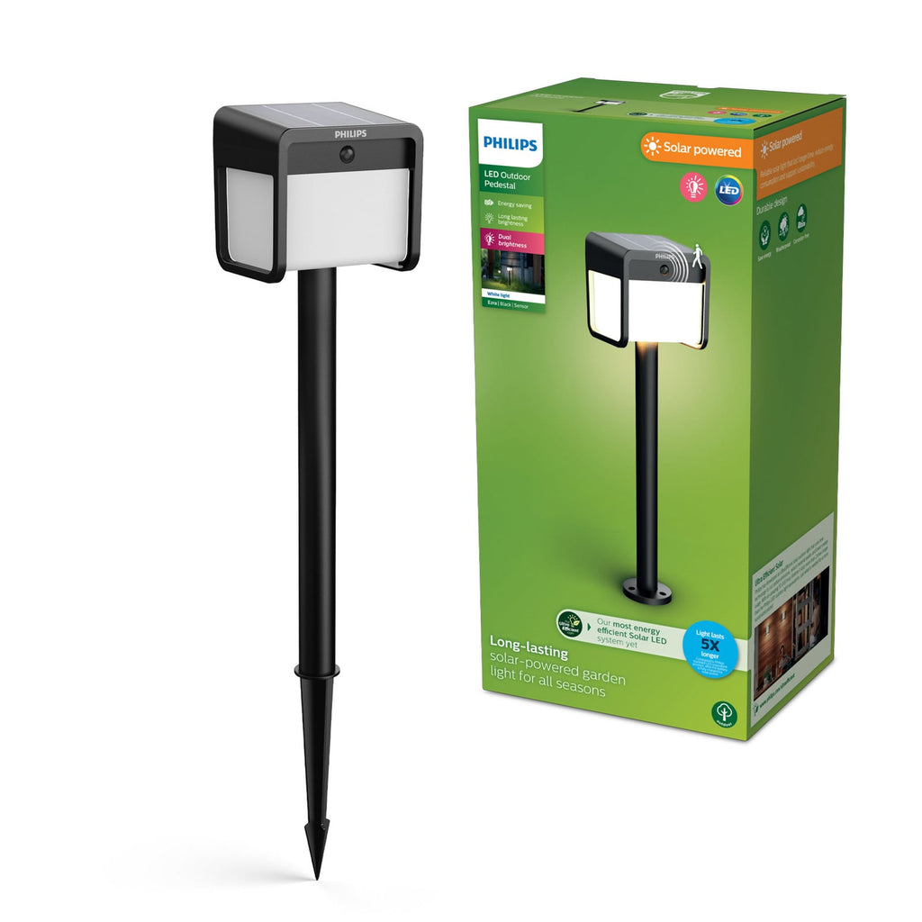 LED solcelle spydlampe Ezra med bevegelsessensor svart IP44 ved stien