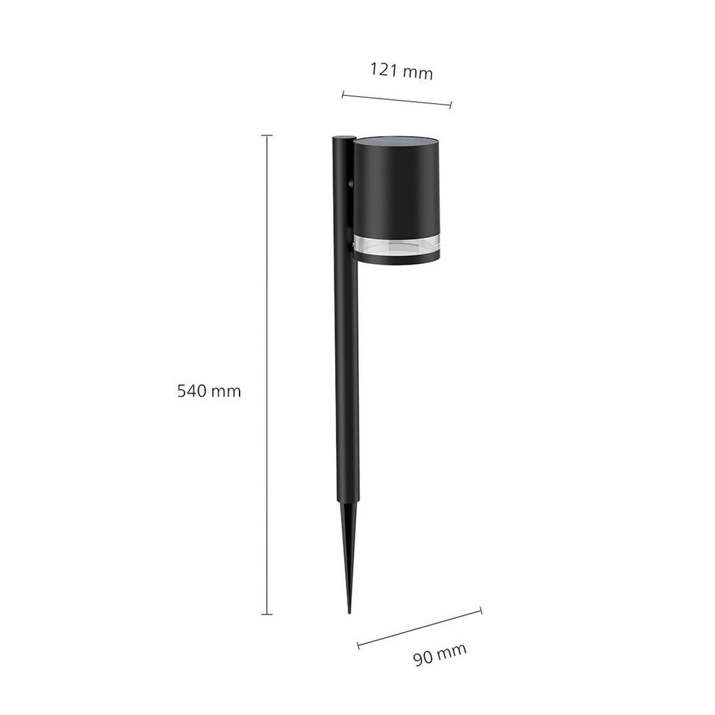 LED solcelle spydlampe Fyce svart IP44 2700K Philips bakside
