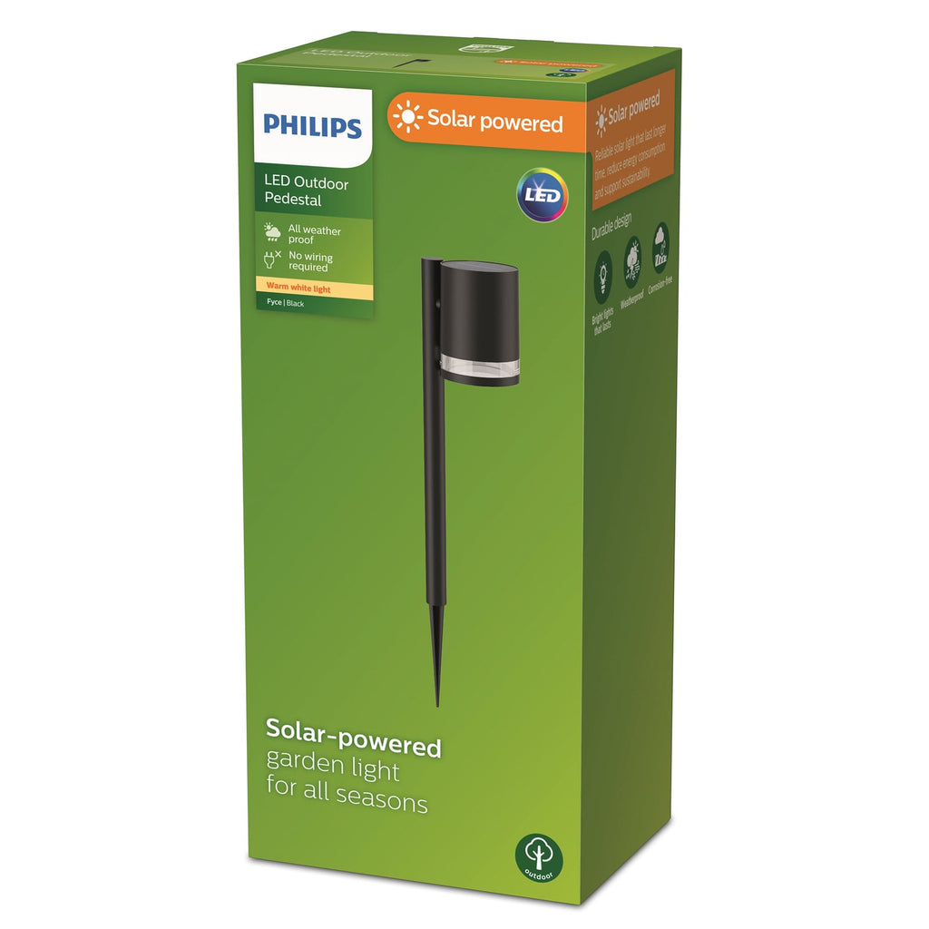 Detalj av LED solcelle spydlampe Fyce svart IP44 2700K Philips