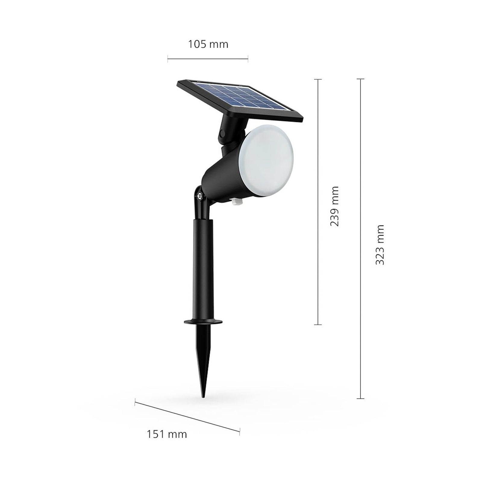 LED solcelle-spydlampe Jivix svart IP44 2700K bakside