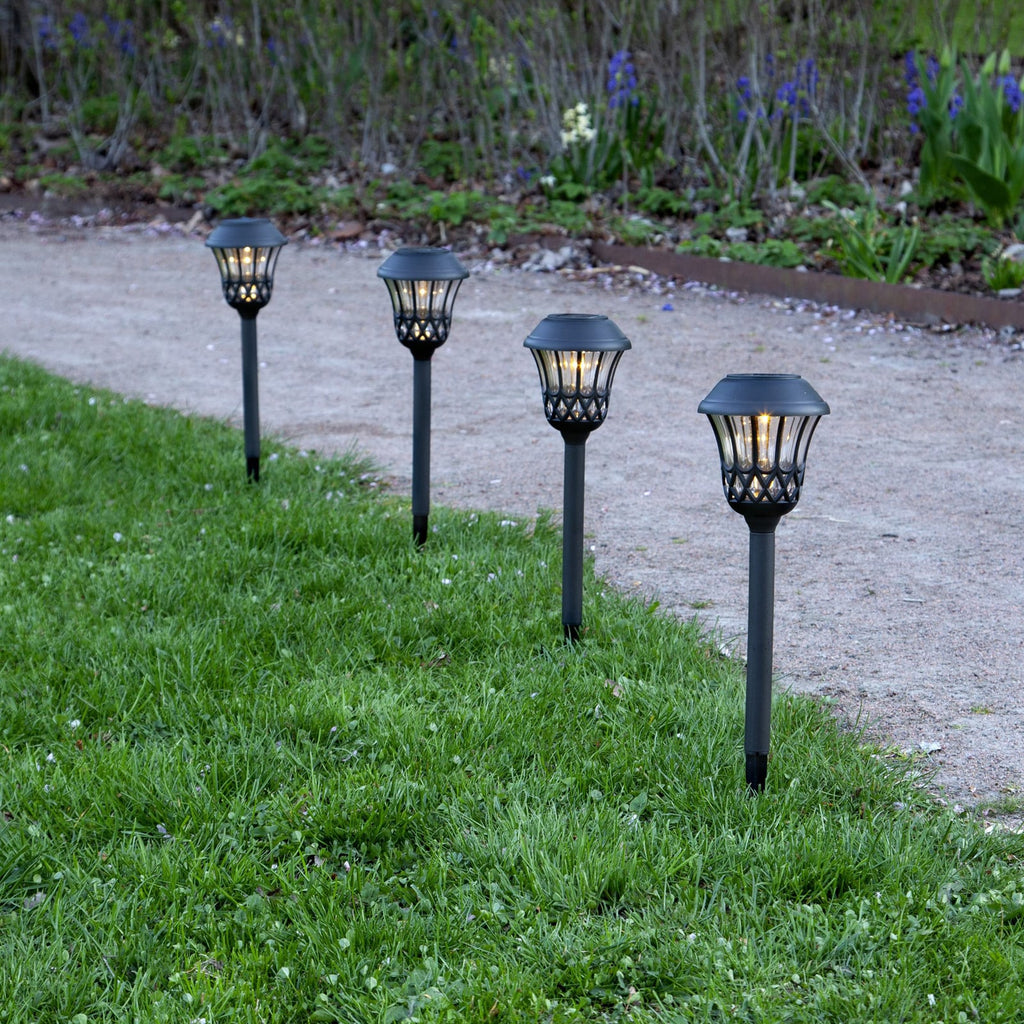 LED solcelle spydlampe Lace svart 31 cm detalj