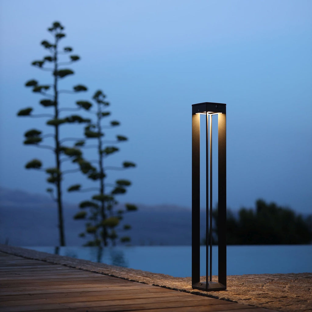 LED solcelle sti-lampe Borne bakside grå aluminium