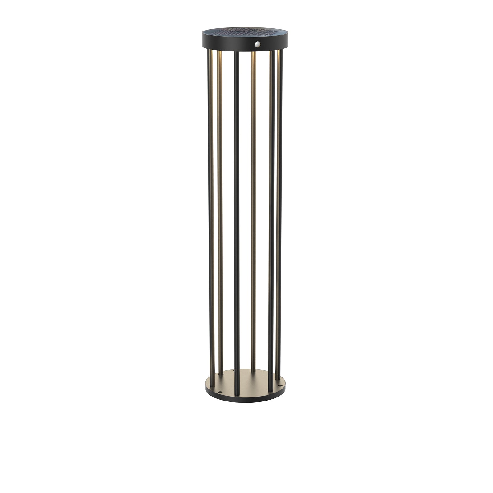 LED solcelle sti-lampe Evelis med bevegelsessensor svart IP54 på terrasse