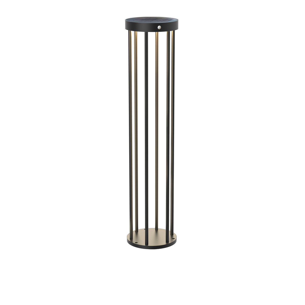 LED solcelle sti-lampe Evelis med bevegelsessensor svart IP54 på terrasse