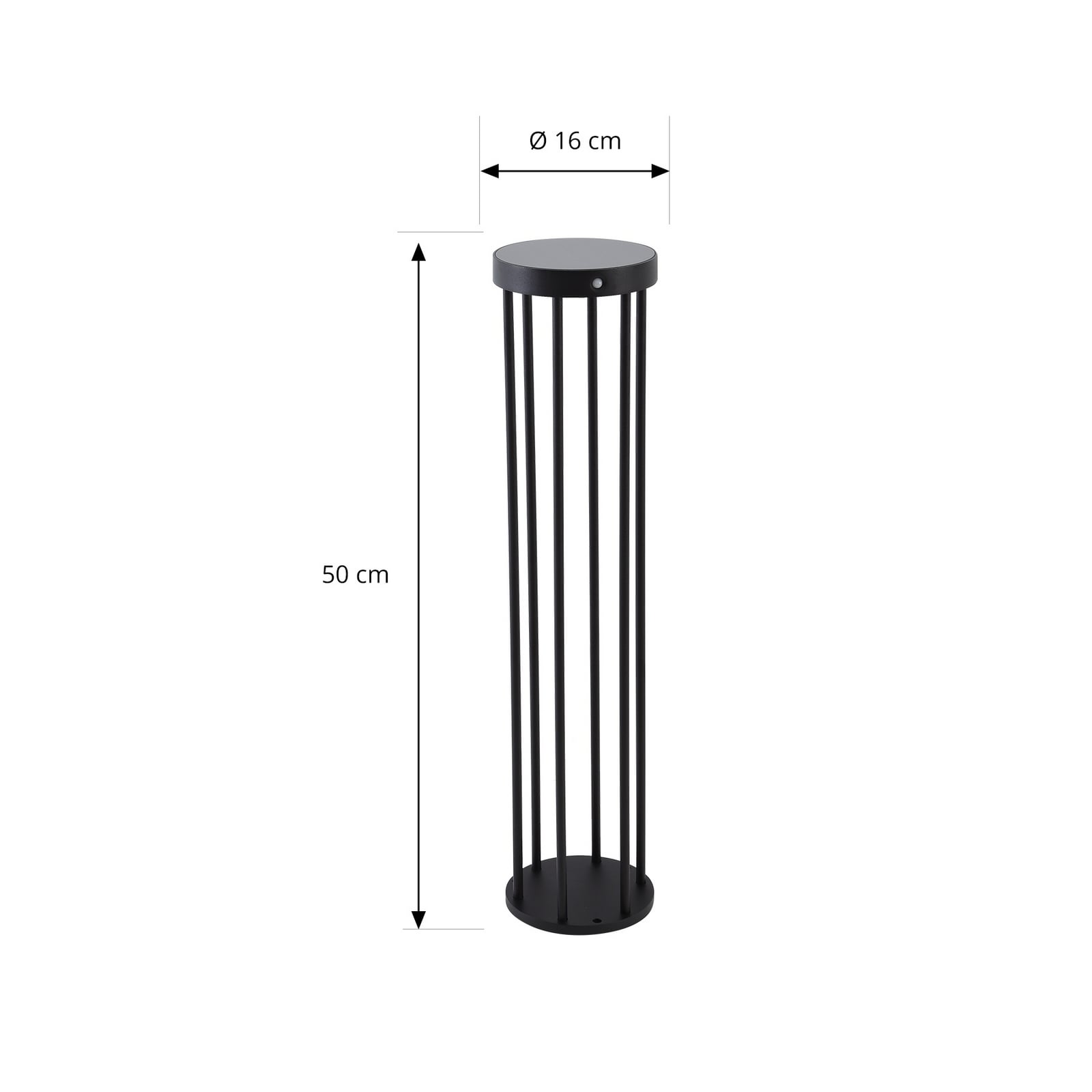 LED solcelle sti-lampe Evelis med bevegelsessensor svart IP54 montert i hage