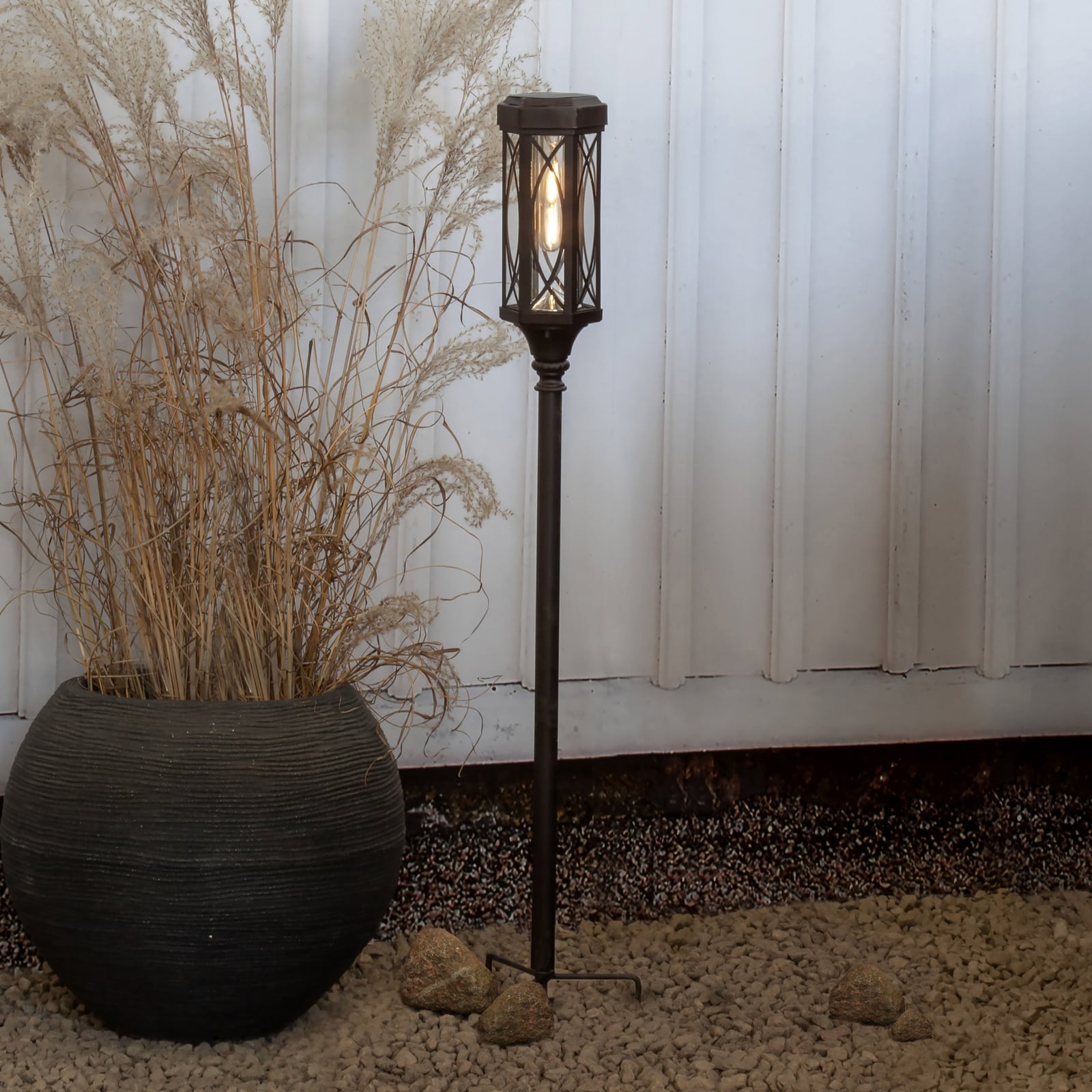 LED solcelle-sti-lampe Folke aluminium 3 høyder IP44 forfra