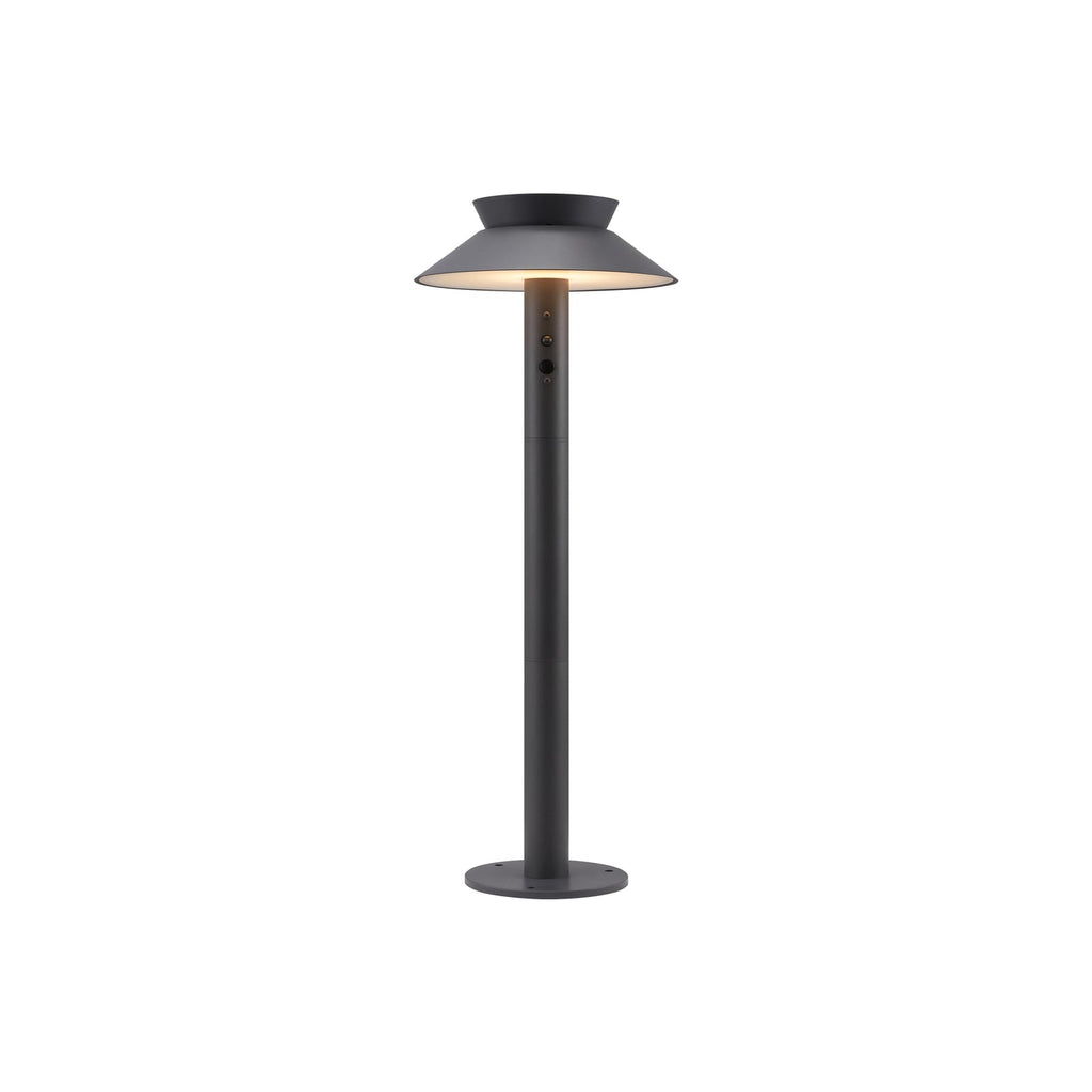 LED solcelle sti-lampe Justina med bevegelsessensor antrasitt forfra