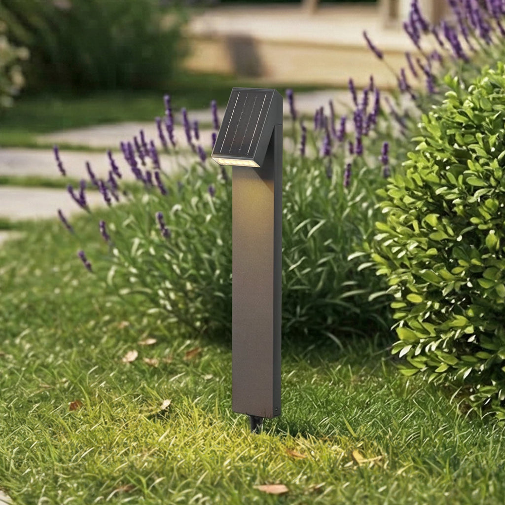 LED solcelle sti-lampe Lestor antrasitt dimbar IP65 sett forfra