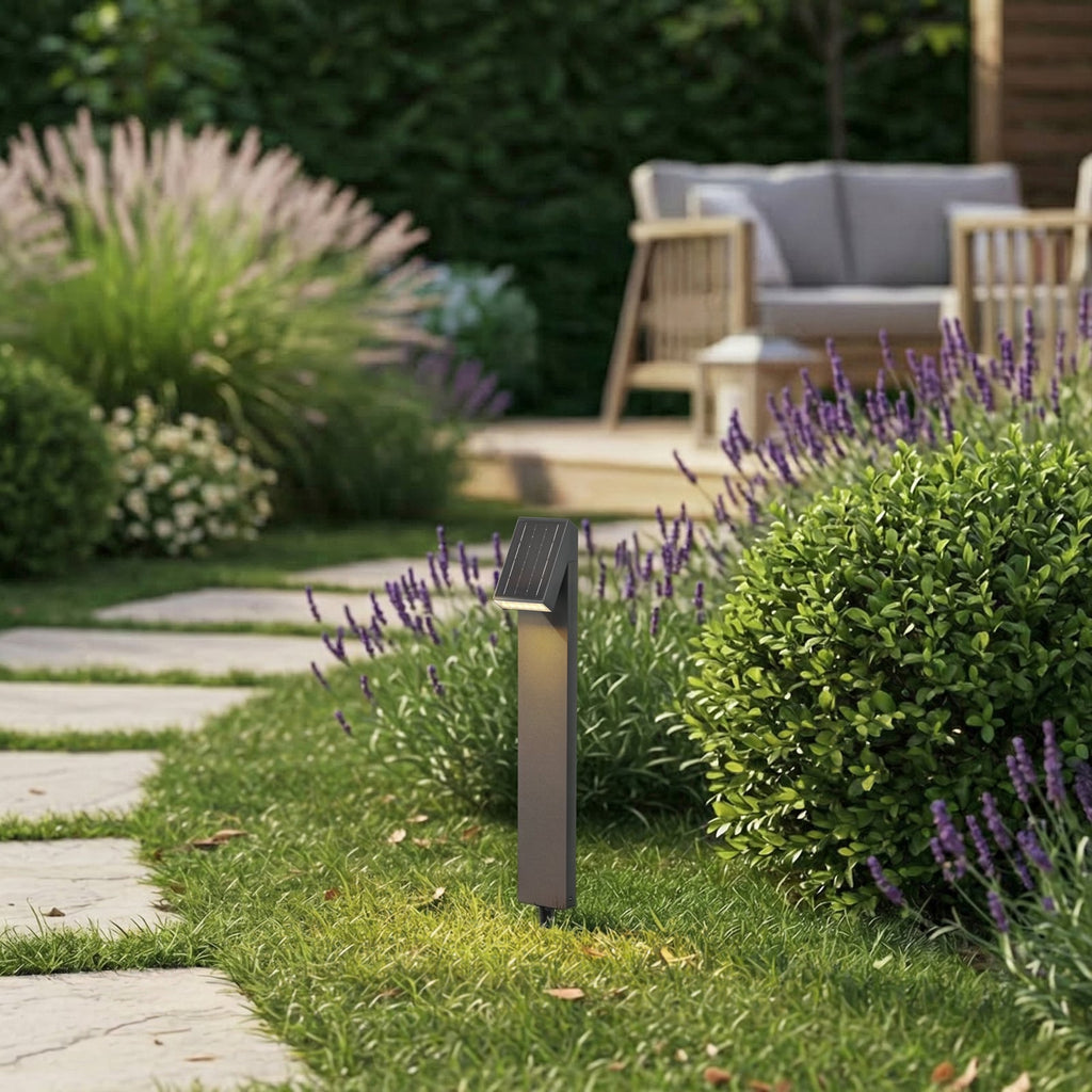 LED solcelle sti-lampe Lestor antrasitt dimbar IP65 bakside