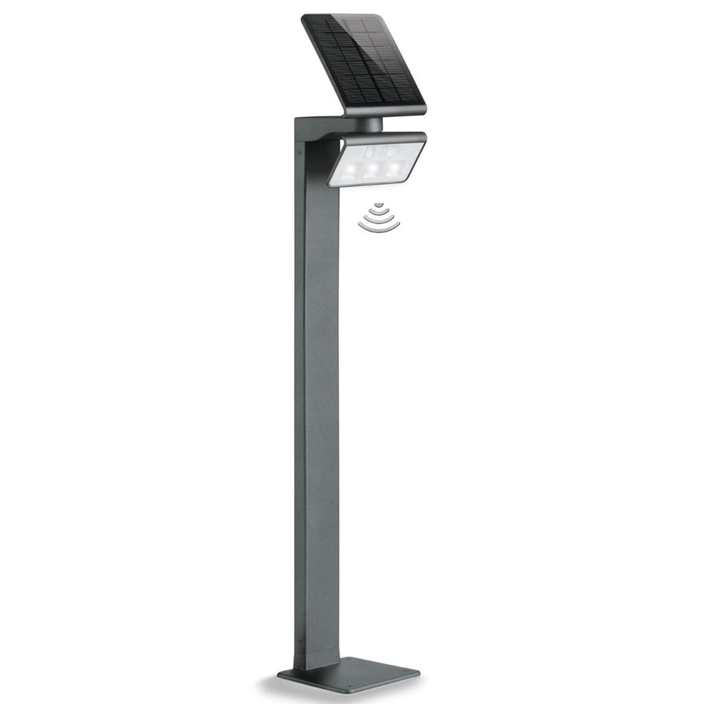 LED solcelle sti-lampe med bevegelsessensor antrasitt IP44 forfra