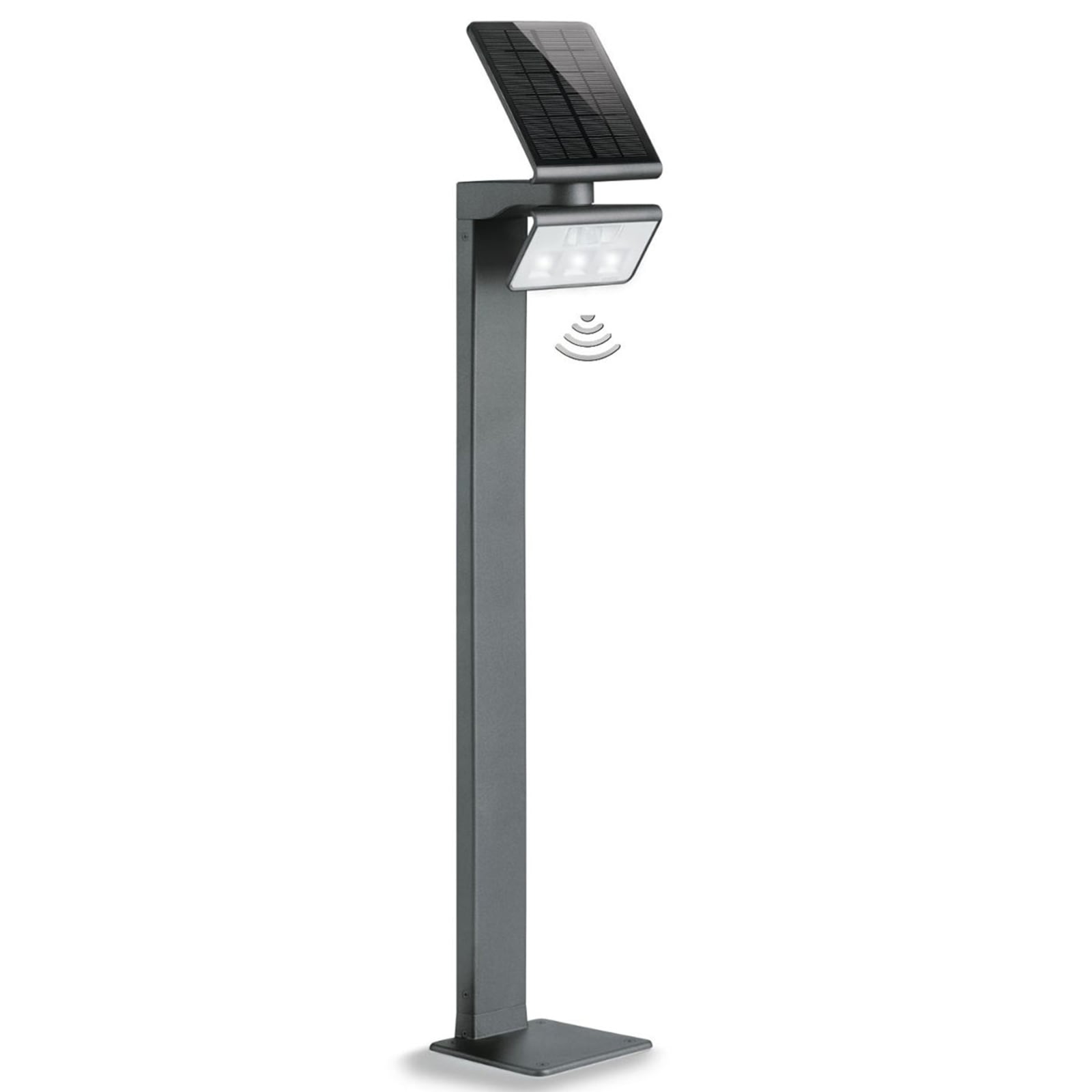 LED solcelle sti-lampe med bevegelsessensor antrasitt IP44 forfra