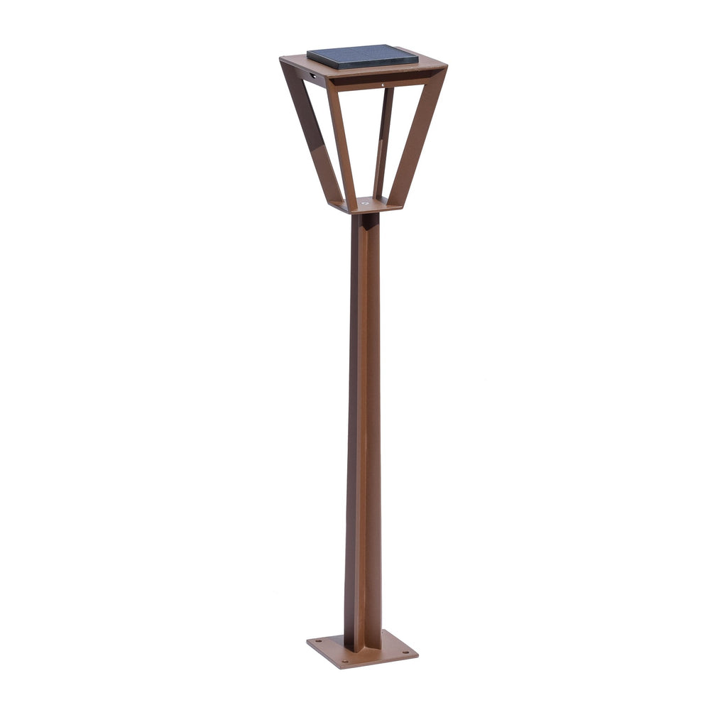 LED solcelle sti-lampe Metro med bevegelsessensor corten IP55 forfra